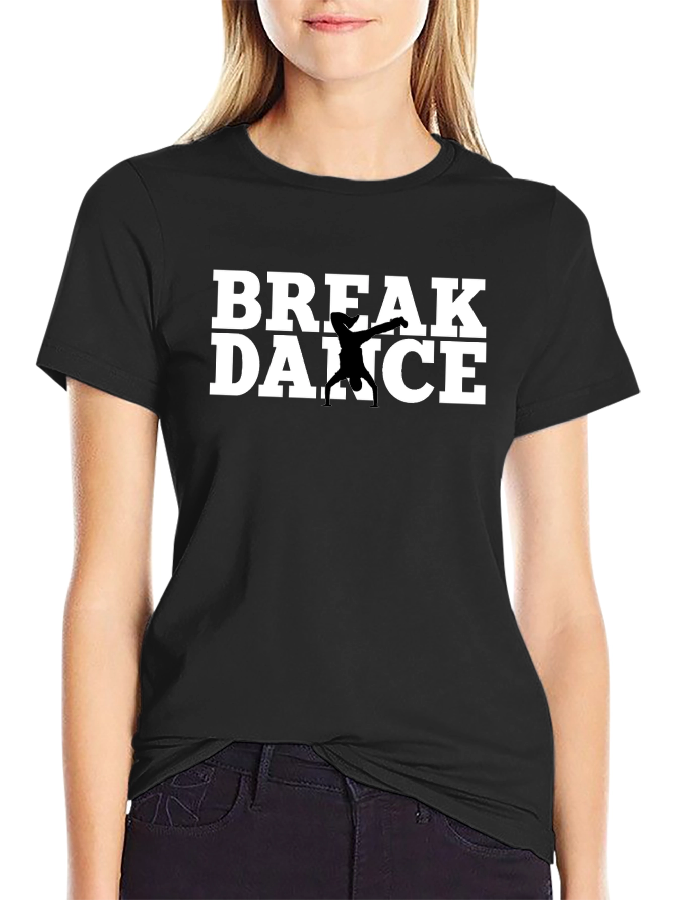 Break Dance Graphic Tee - Black Cotton T-Shirt
