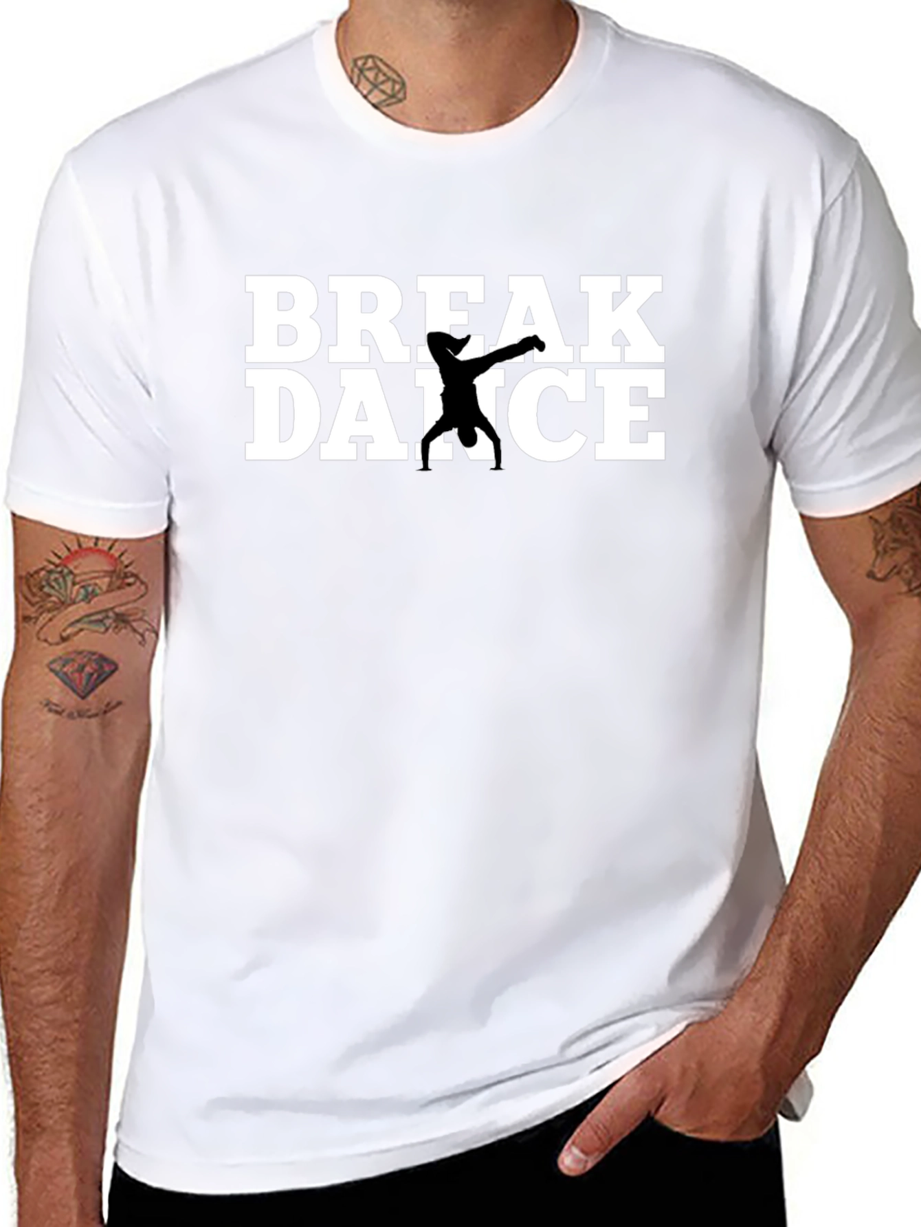Break Dance Graphic Tee - Black Cotton T-Shirt