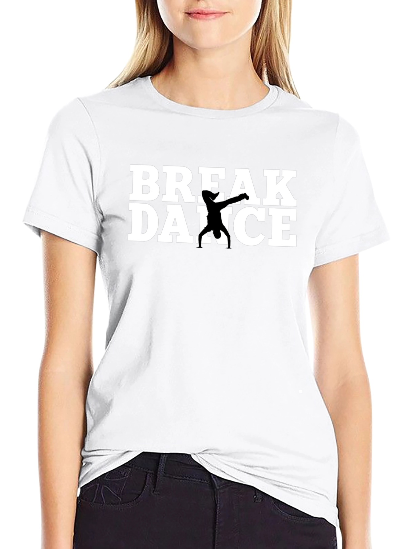 Break Dance Graphic Tee - Black Cotton T-Shirt
