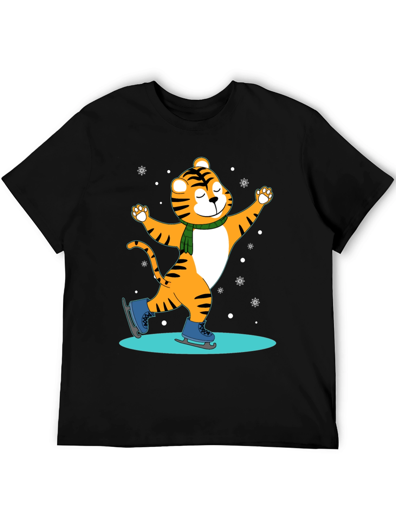 Cute Tiger Skating T-Shirt - Winter Fun