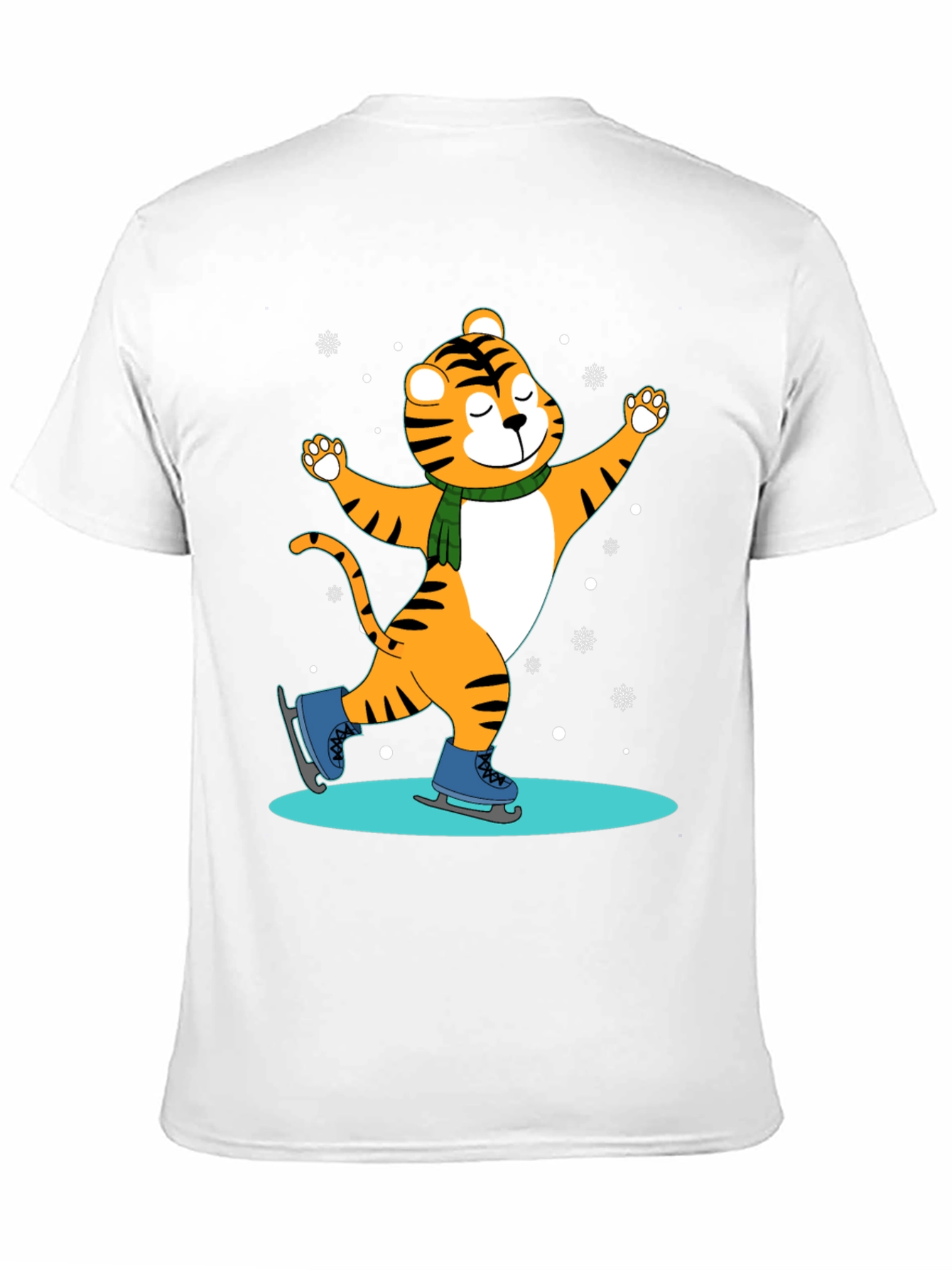 Cute Tiger Skating T-Shirt - Winter Fun