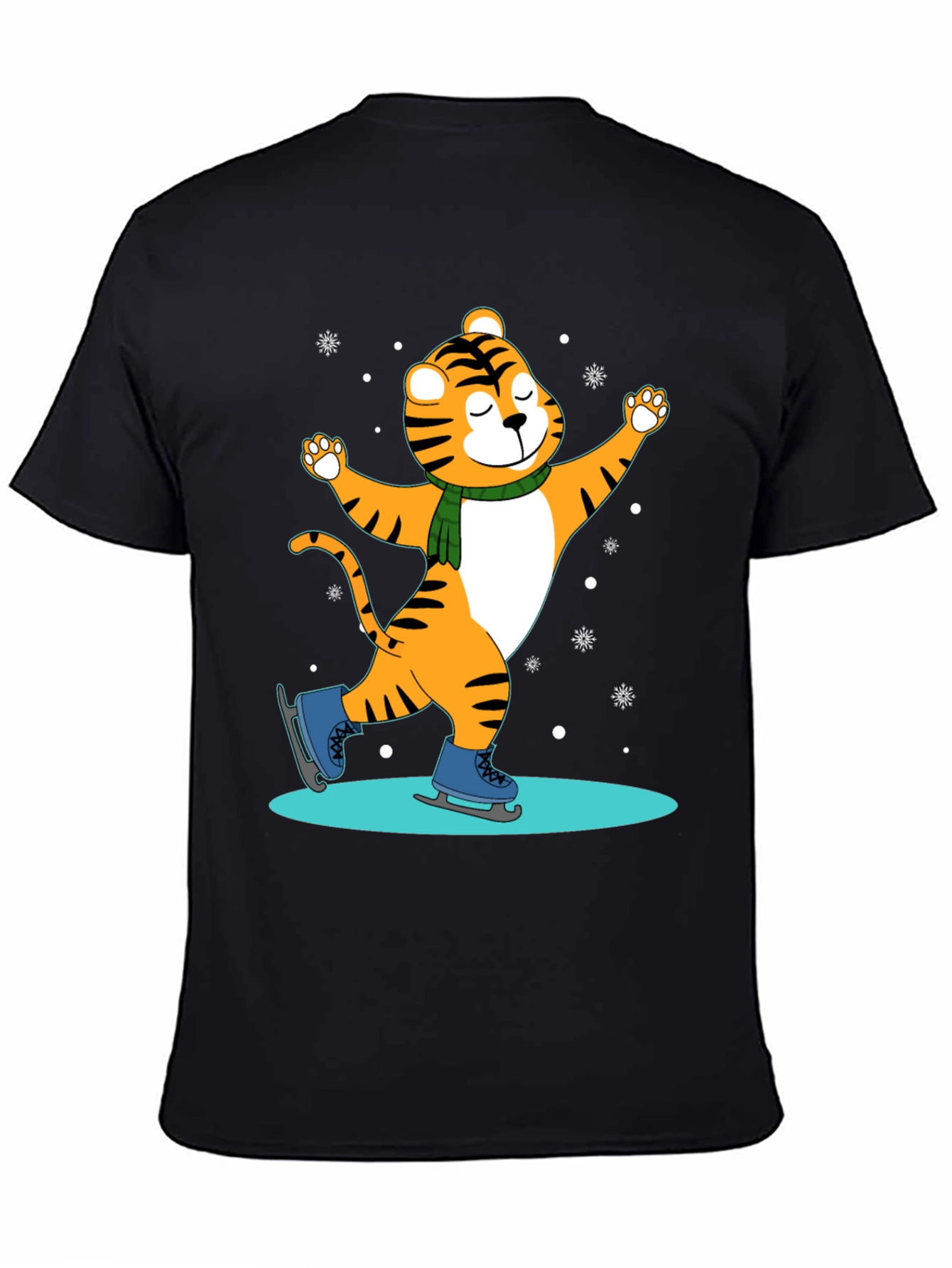 Cute Tiger Skating T-Shirt - Winter Fun