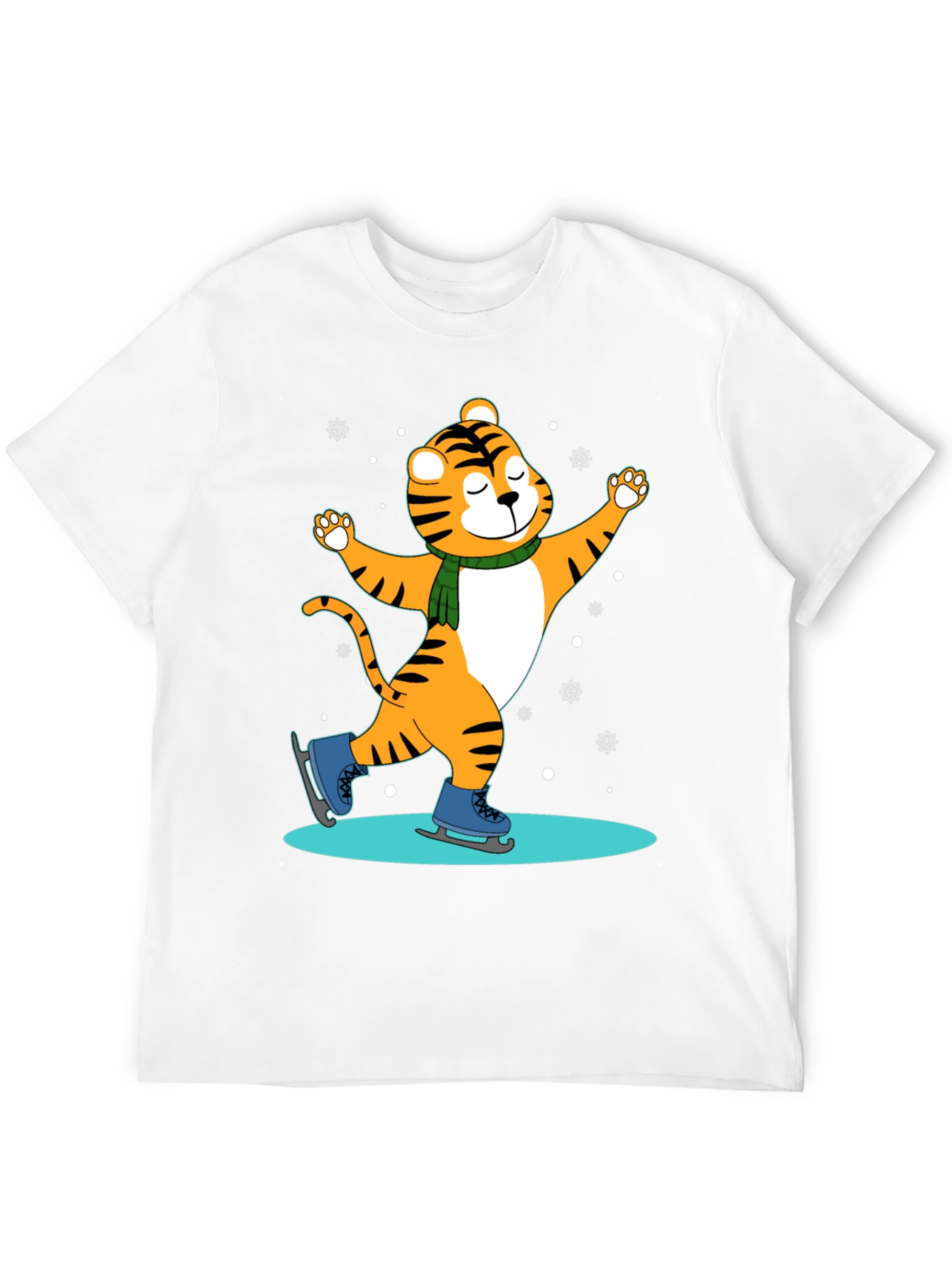Cute Tiger Skating T-Shirt - Winter Fun