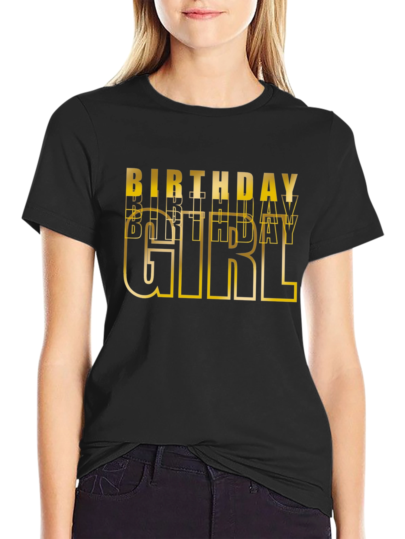 Birthday Girl Graphic Tee - Black Cotton T-Shirt