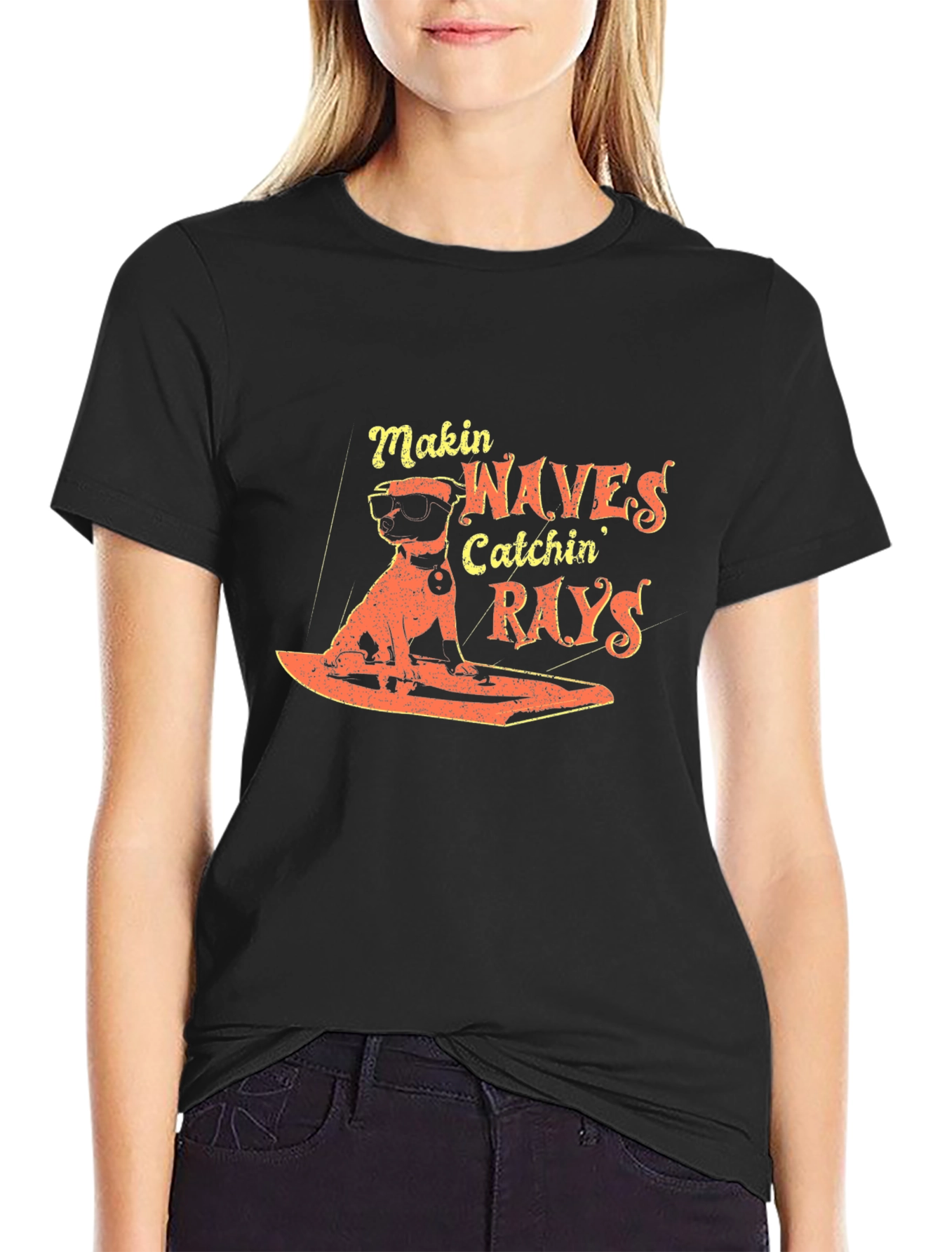 Cool Dog Surfing T-Shirt - Makin Waves Catchin Rays