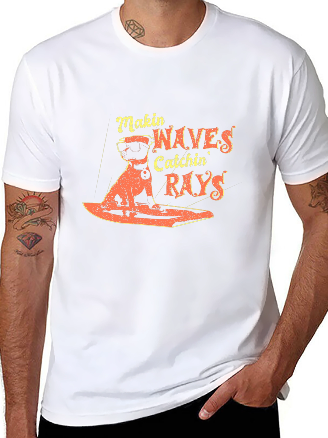 Cool Dog Surfing T-Shirt - Makin Waves Catchin Rays
