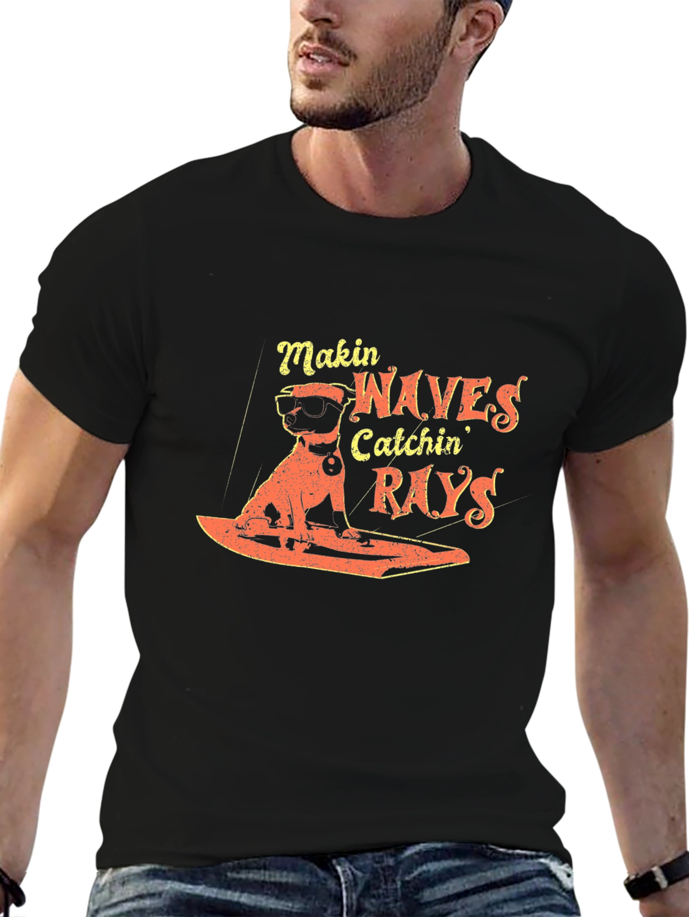 Cool Dog Surfing T-Shirt - Makin Waves Catchin Rays
