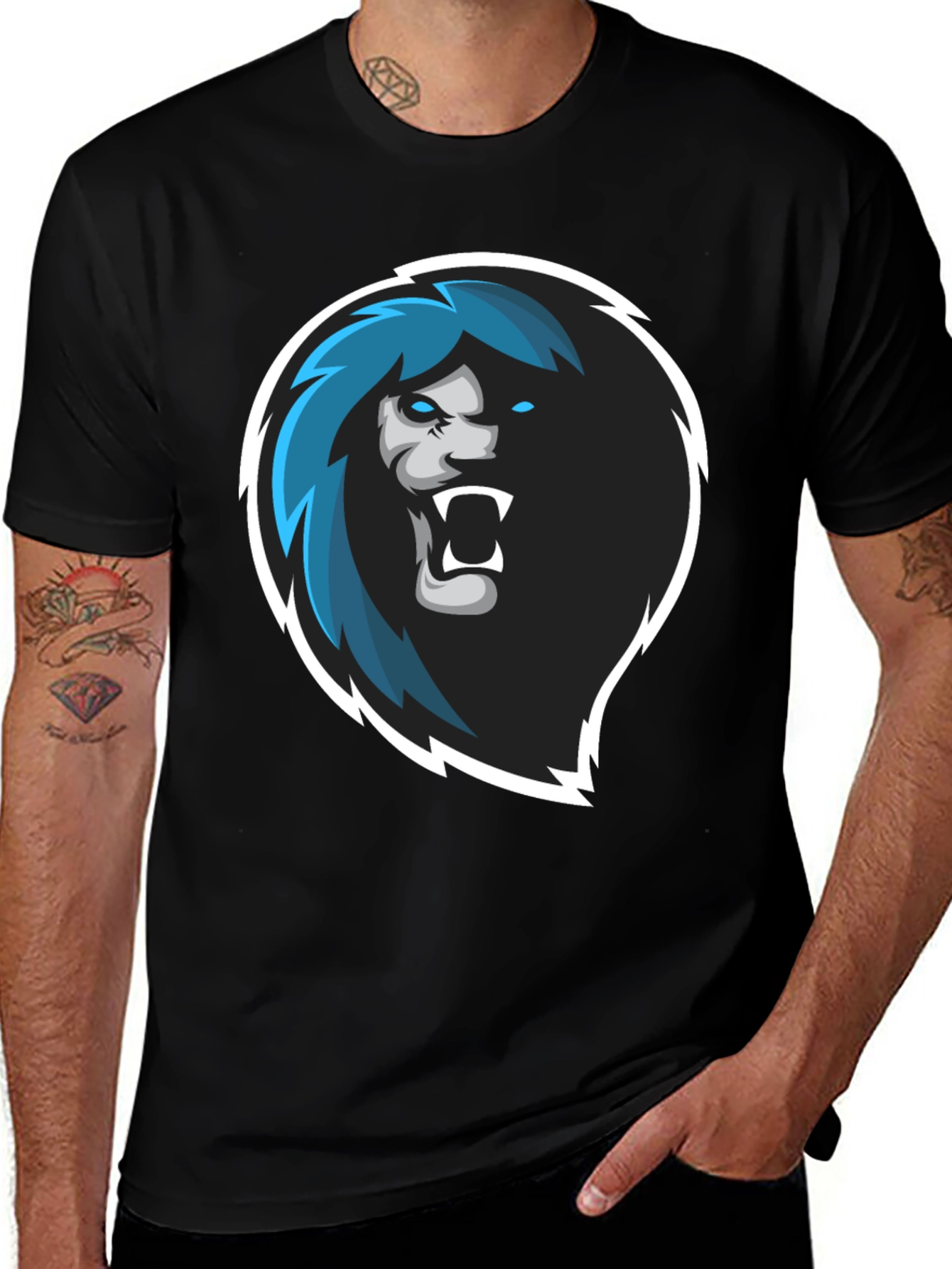 Lion Head Graphic Black T-Shirt