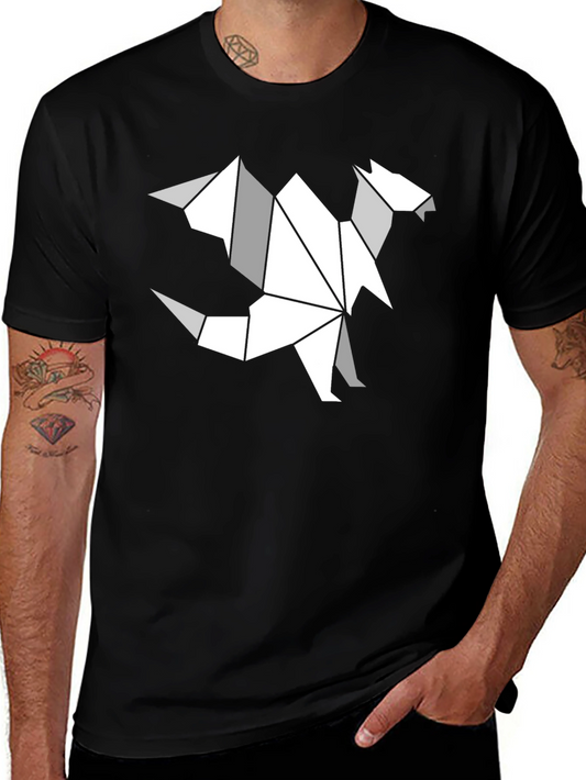 Origami Dragon Graphic T-Shirt - Black