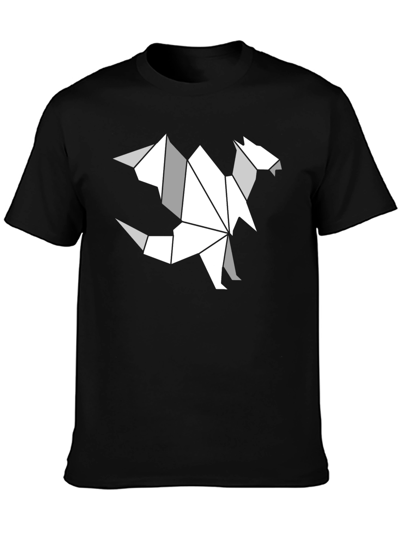 Origami Dragon Graphic T-Shirt - Black