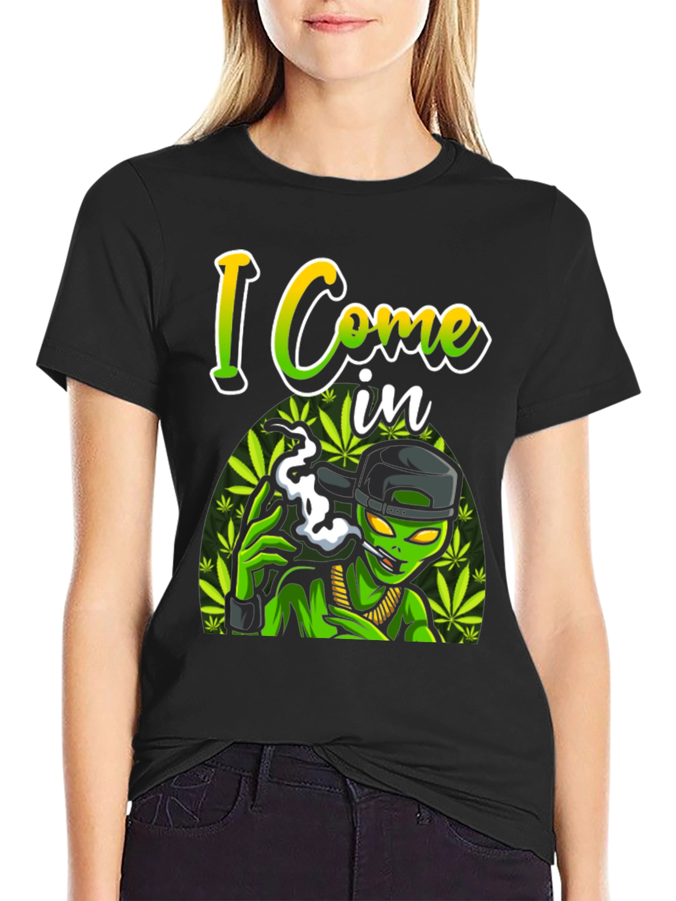 I Come In Peace Alien Black T-Shirt