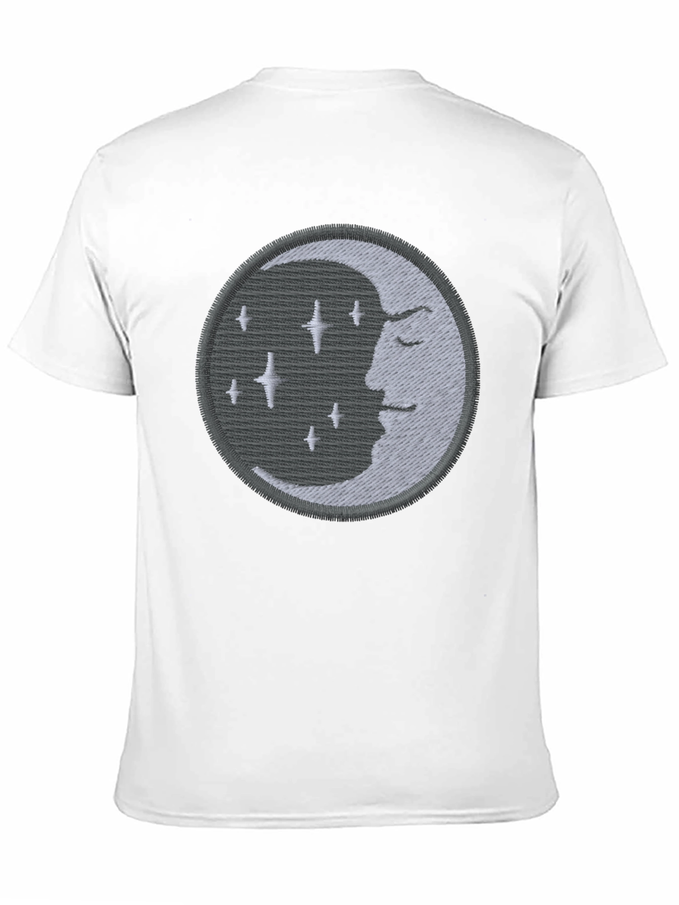 Celestial Moon Embroidered Black T-Shirt