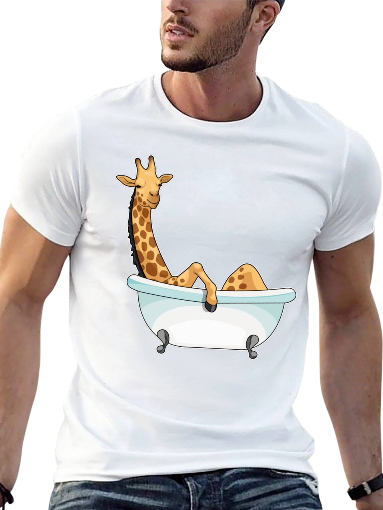 Giraffe in Bathtub Graphic Tee - Black