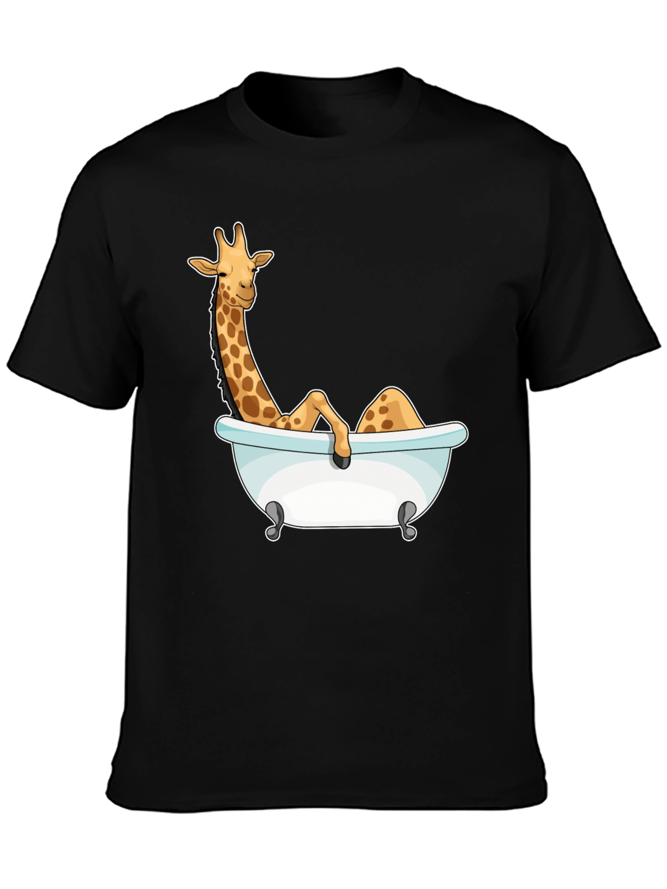 Giraffe in Bathtub Graphic Tee - Black