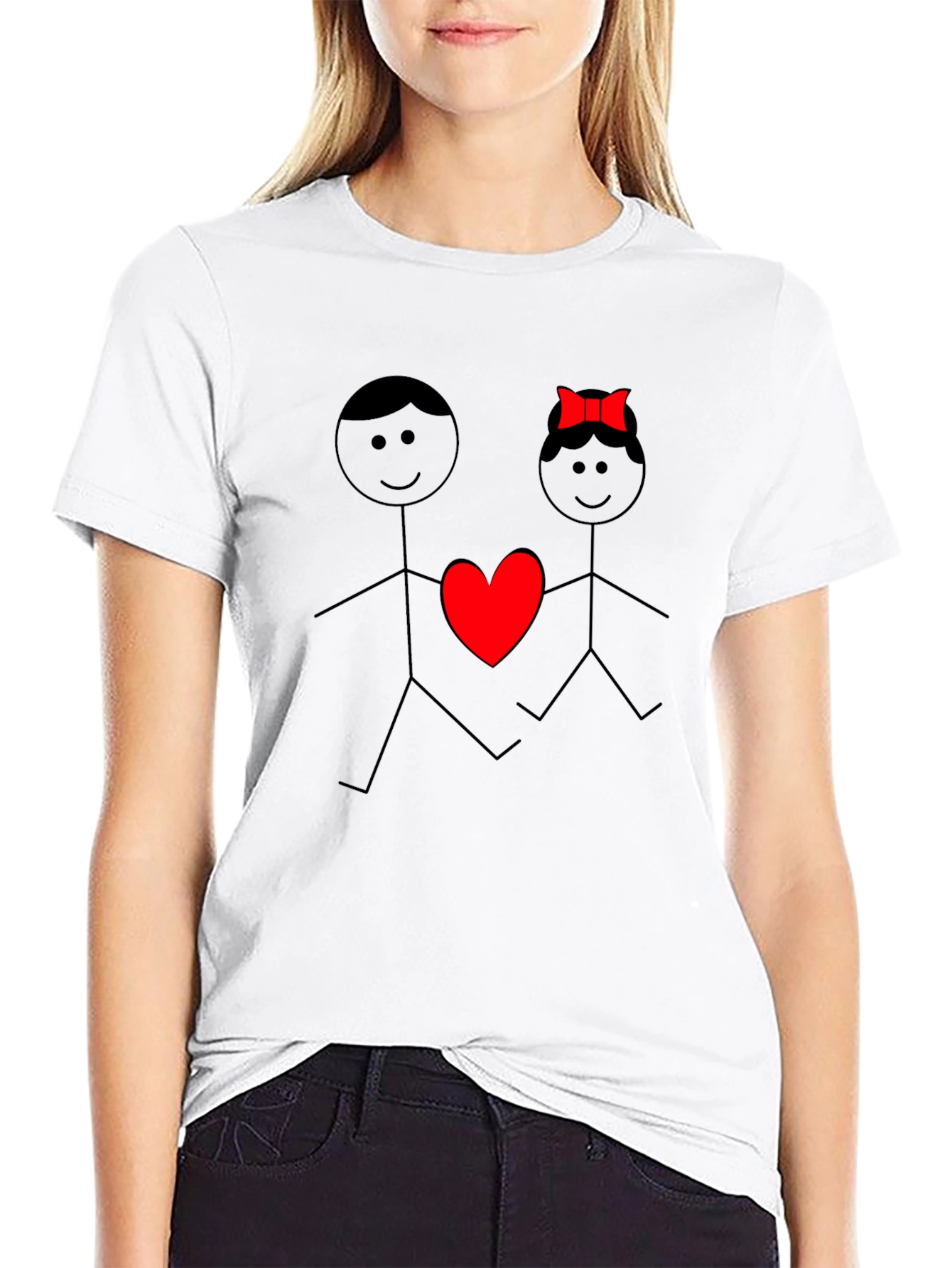 Stick Figure Love Graphic Tee - Black