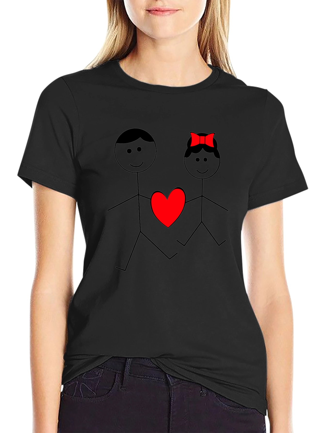 Stick Figure Love Graphic Tee - Black