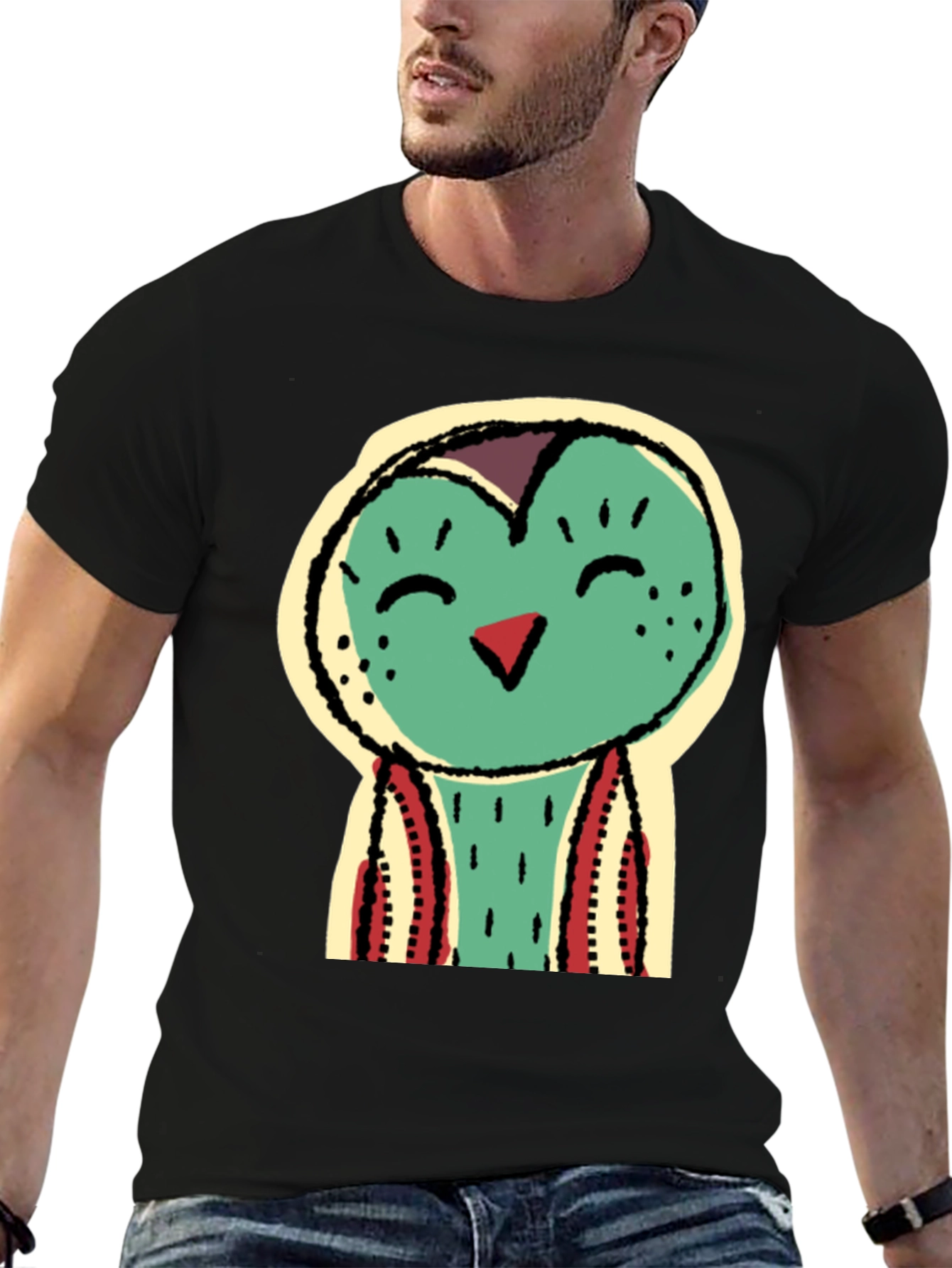 Funky Bird Graphic Tee - Black Cotton