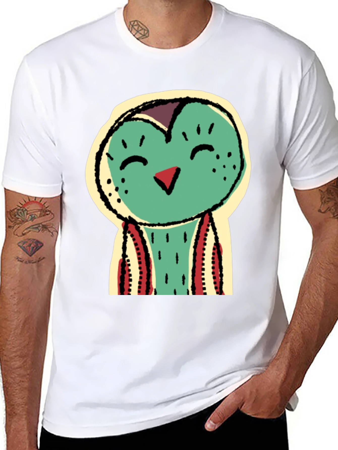 Funky Bird Graphic Tee - Black Cotton