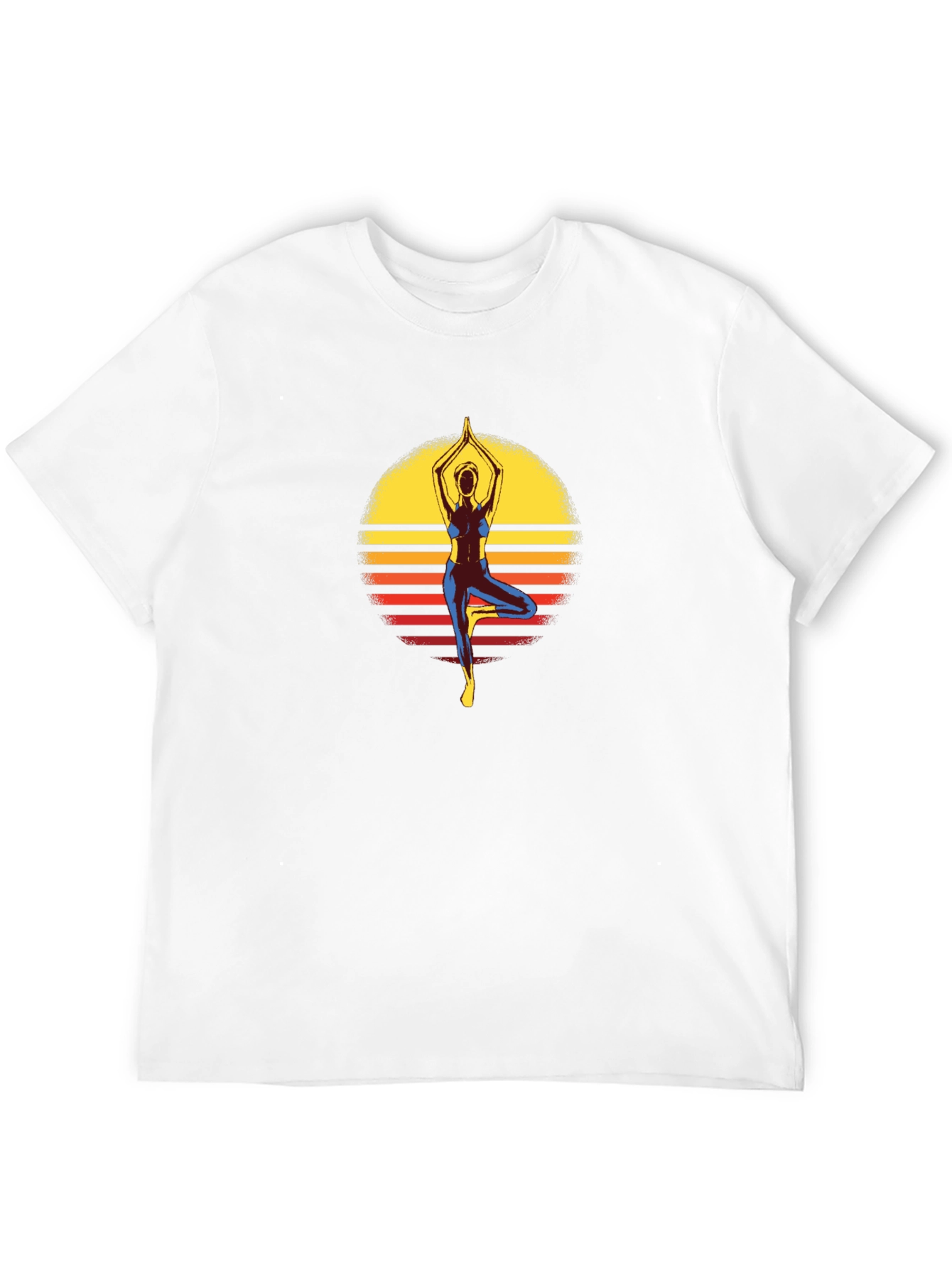 Yoga Pose Sunset Graphic Tee - Black Cotton Shirt