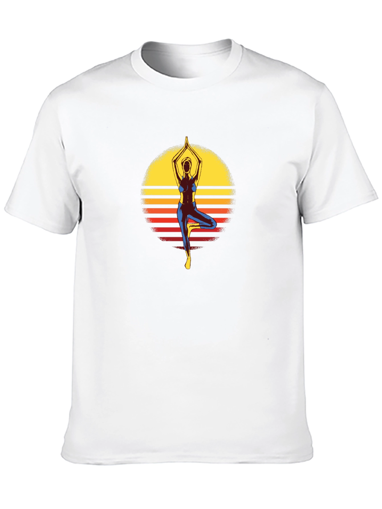 Yoga Pose Sunset Graphic Tee - Black Cotton Shirt