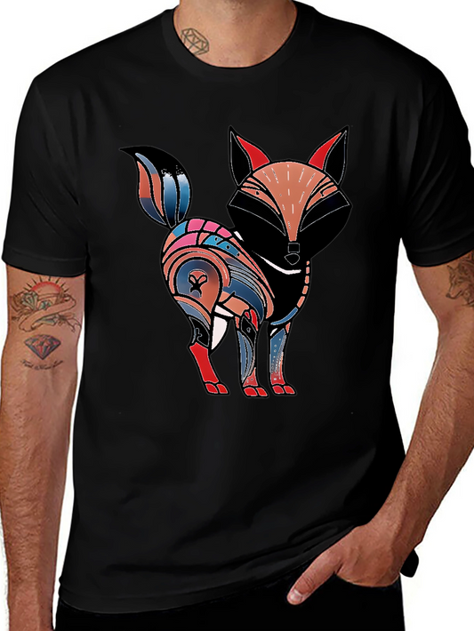 Abstract Fox Graphic Tee - Black