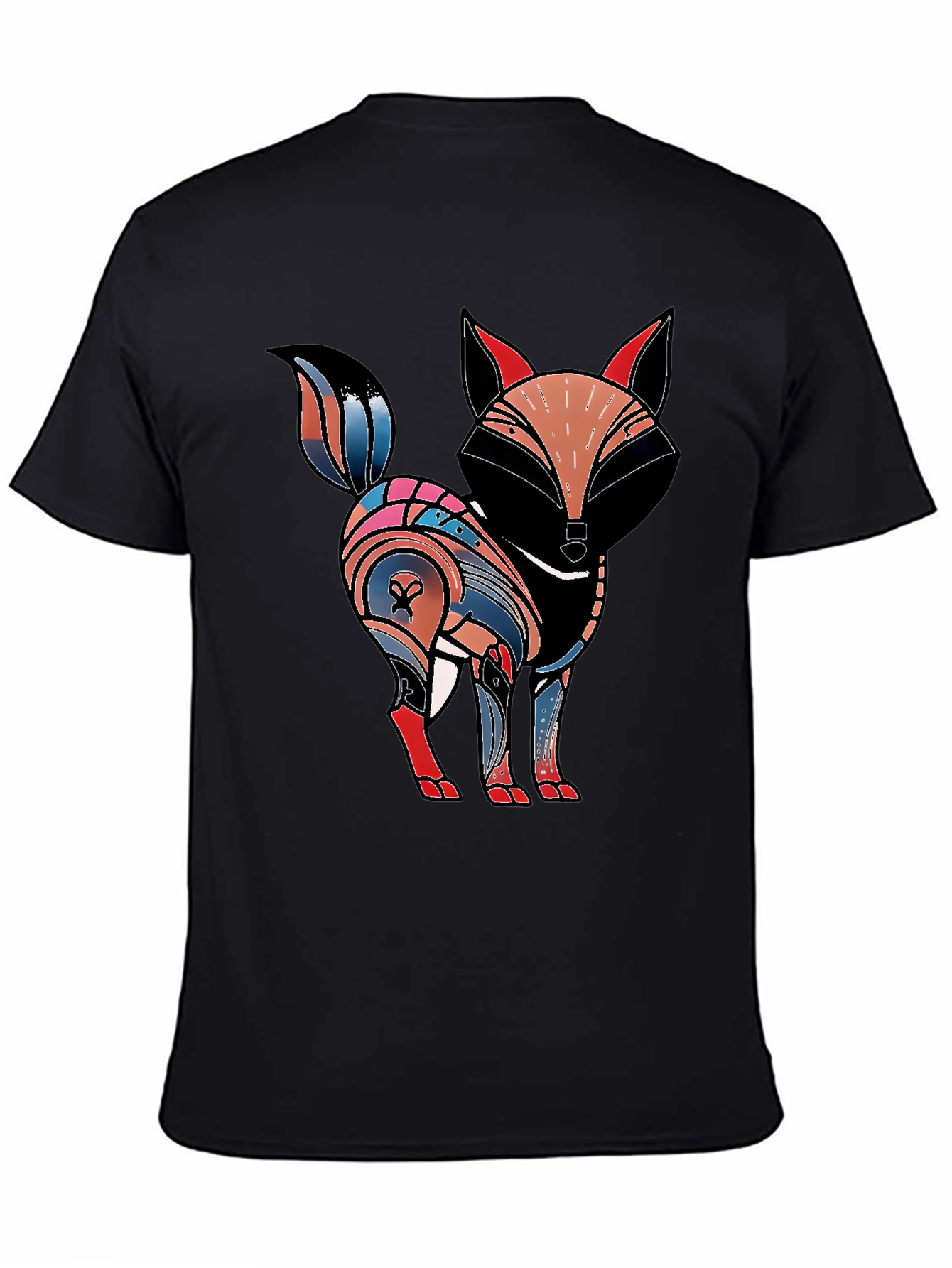 Abstract Fox Graphic Tee - Black