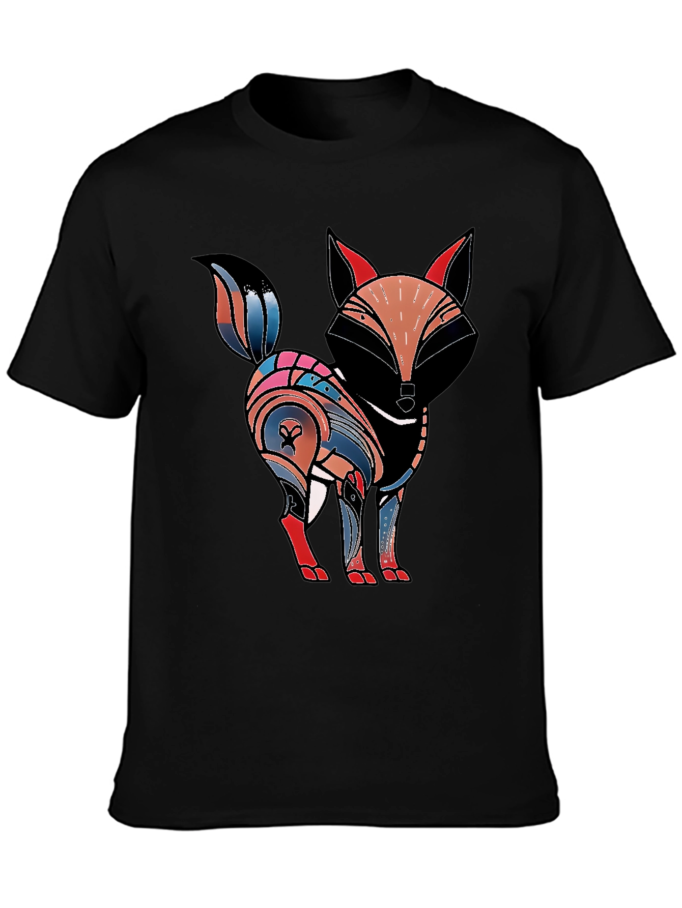 Abstract Fox Graphic Tee - Black