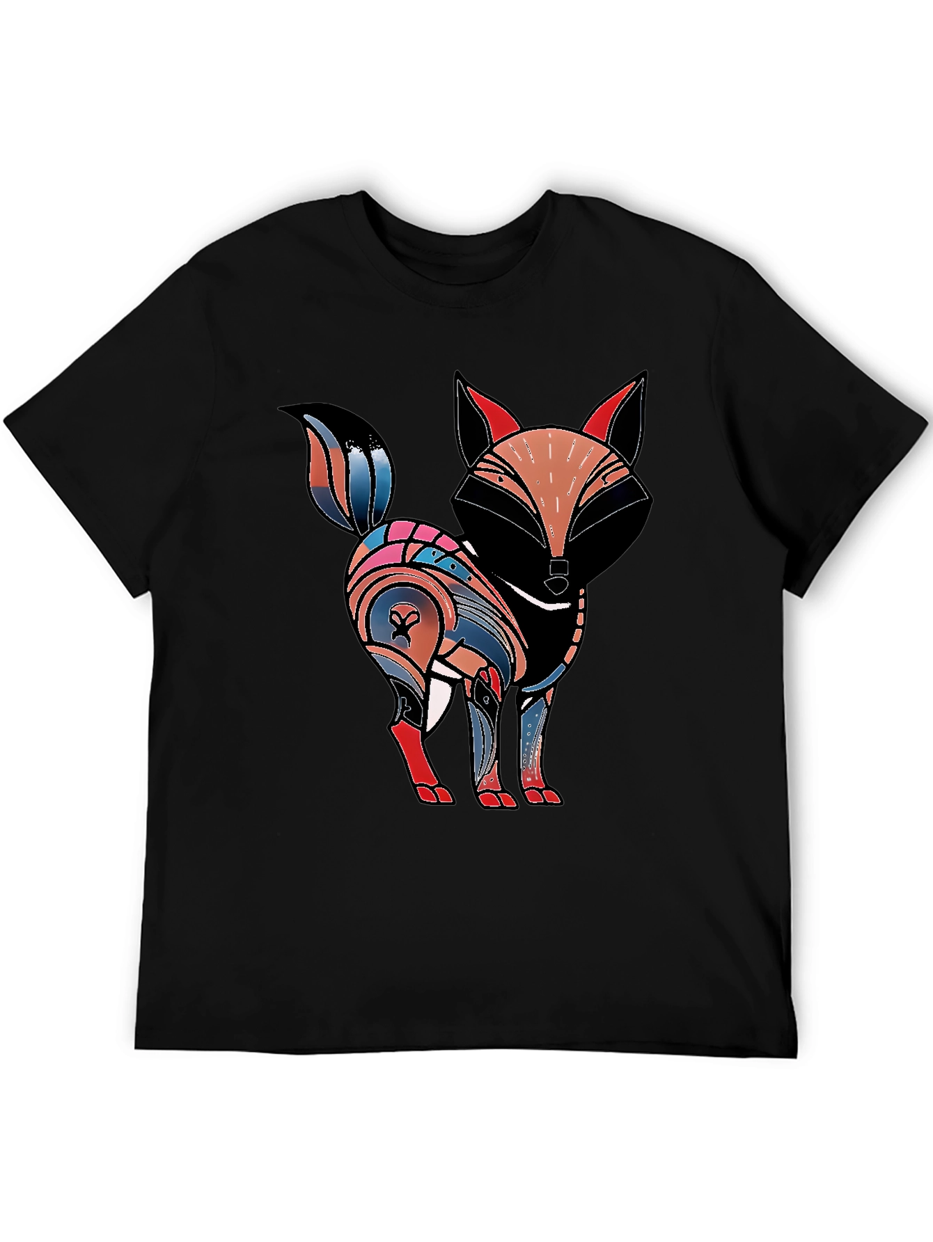 Abstract Fox Graphic Tee - Black