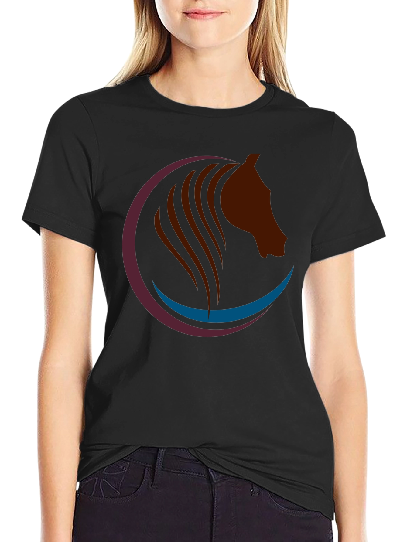 Horse Graphic Tee - Stylish Black Cotton T-Shirt