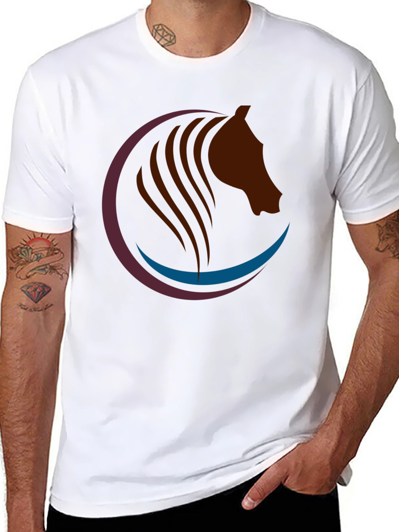 Horse Graphic Tee - Stylish Black Cotton T-Shirt