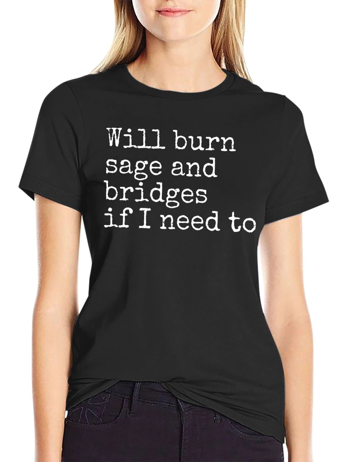 Burn Sage & Bridges Black Graphic T-Shirt