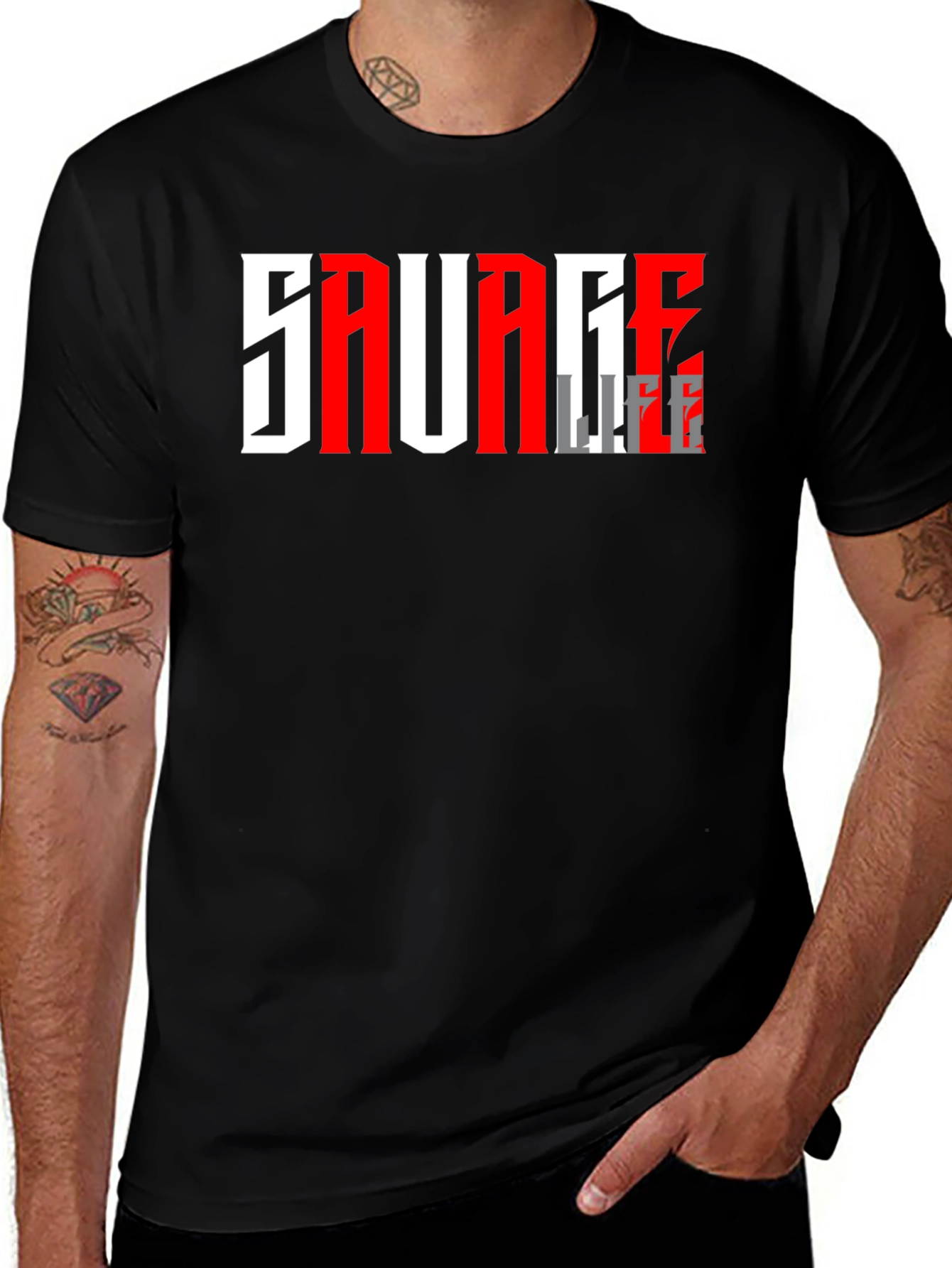 Savage Life Graphic T-Shirt - Black