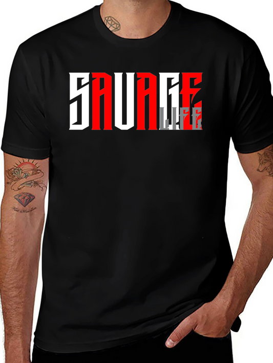 Savage Life Graphic T-Shirt - Black