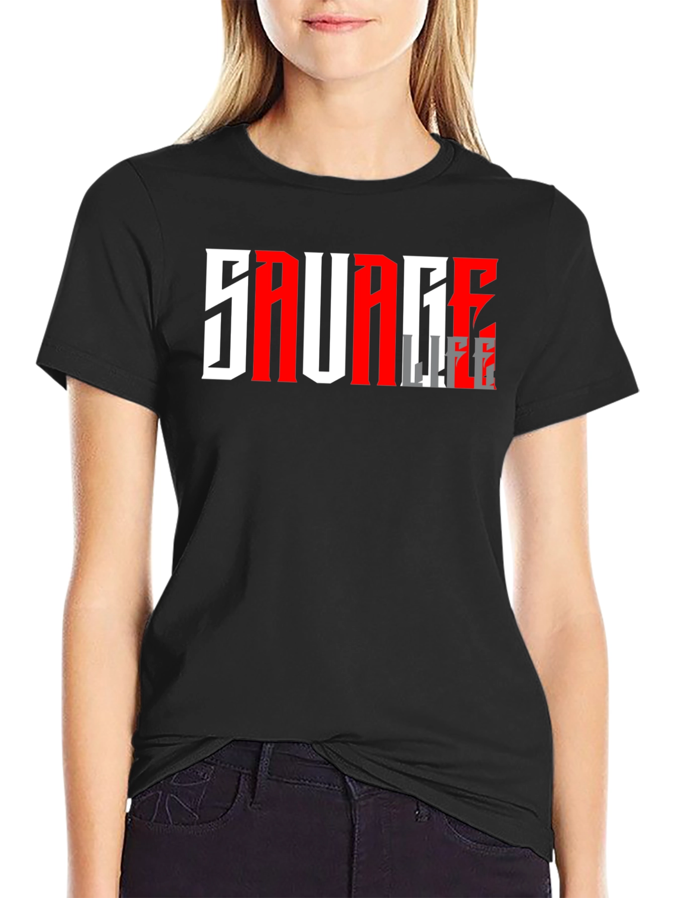 Savage Life Graphic T-Shirt - Black