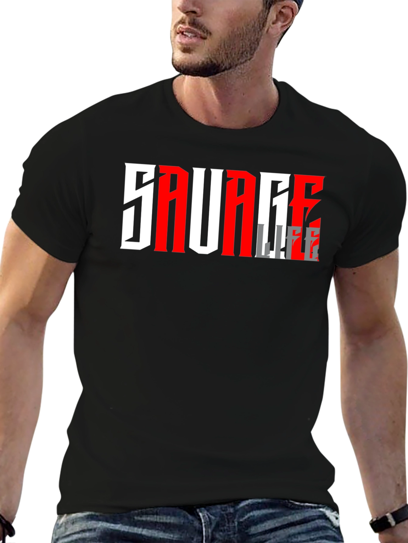Savage Life Graphic T-Shirt - Black
