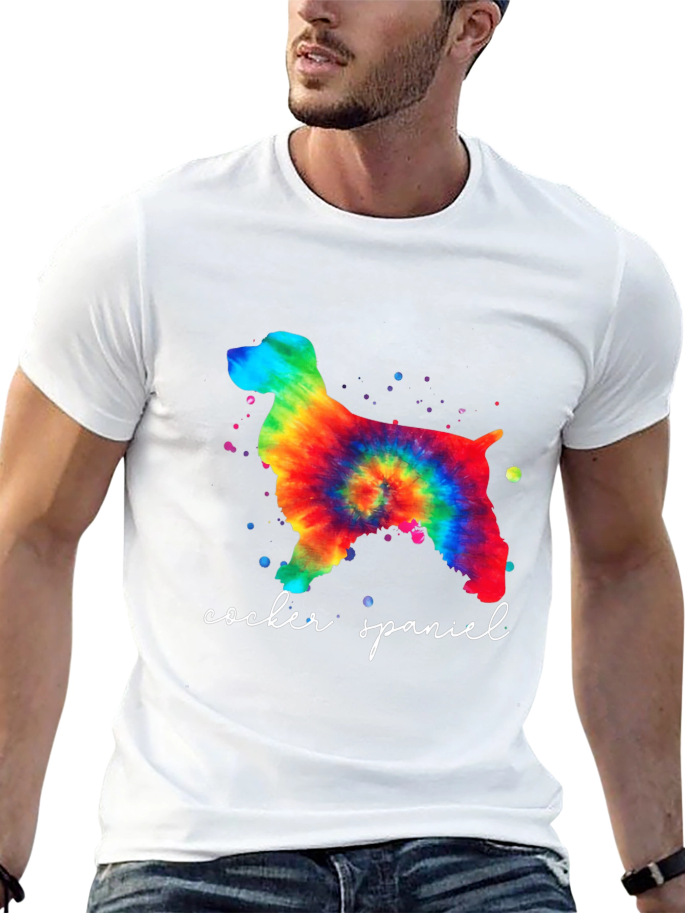 Tie-Dye Cocker Spaniel T-Shirt - Unisex Black Tee