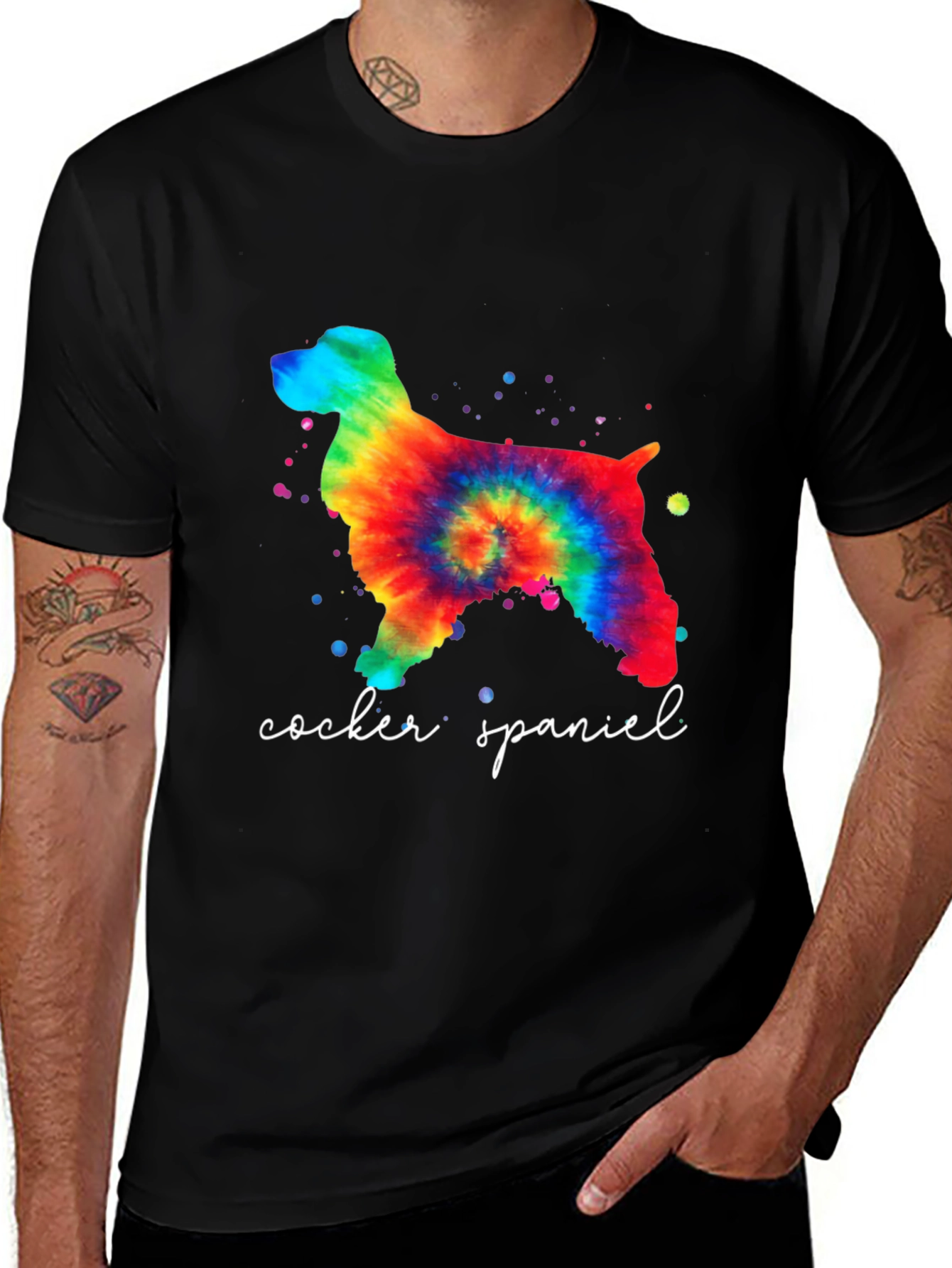 Tie-Dye Cocker Spaniel T-Shirt - Unisex Black Tee