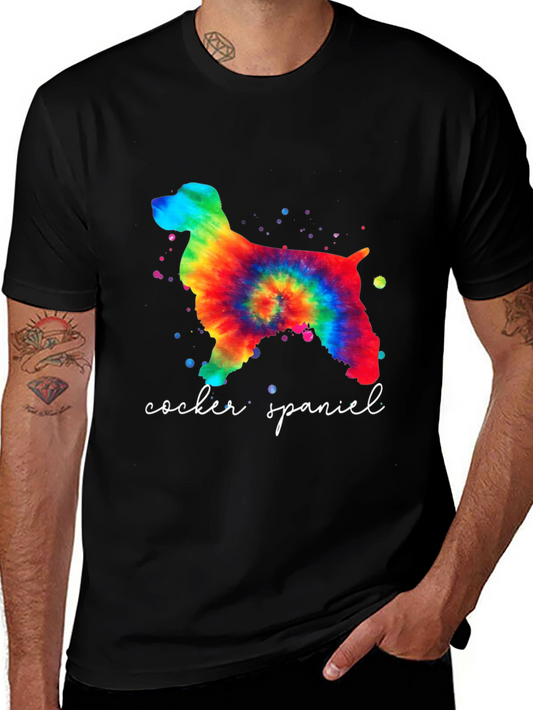 Tie-Dye Cocker Spaniel T-Shirt - Unisex Black Tee