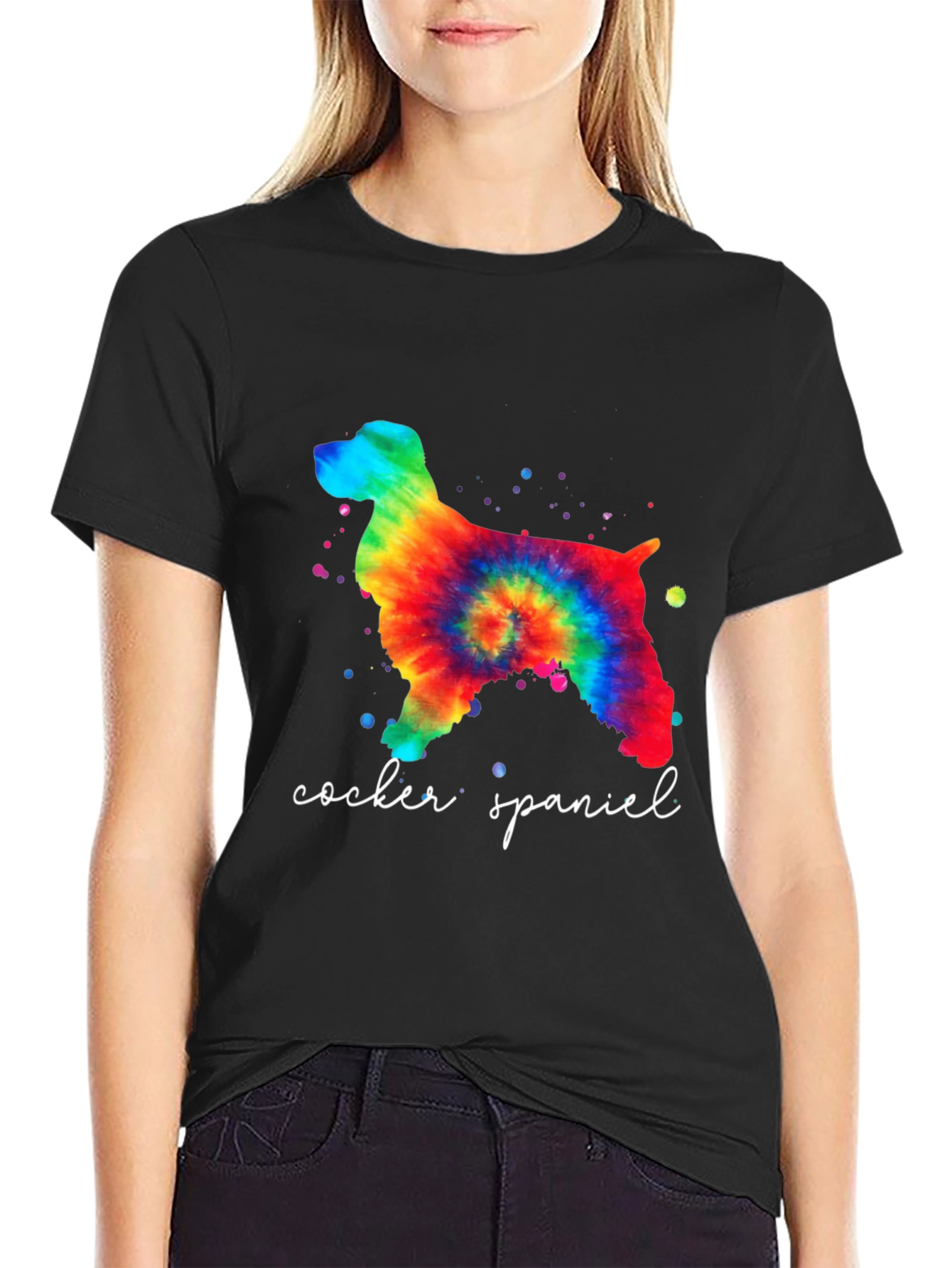 Tie-Dye Cocker Spaniel T-Shirt - Unisex Black Tee