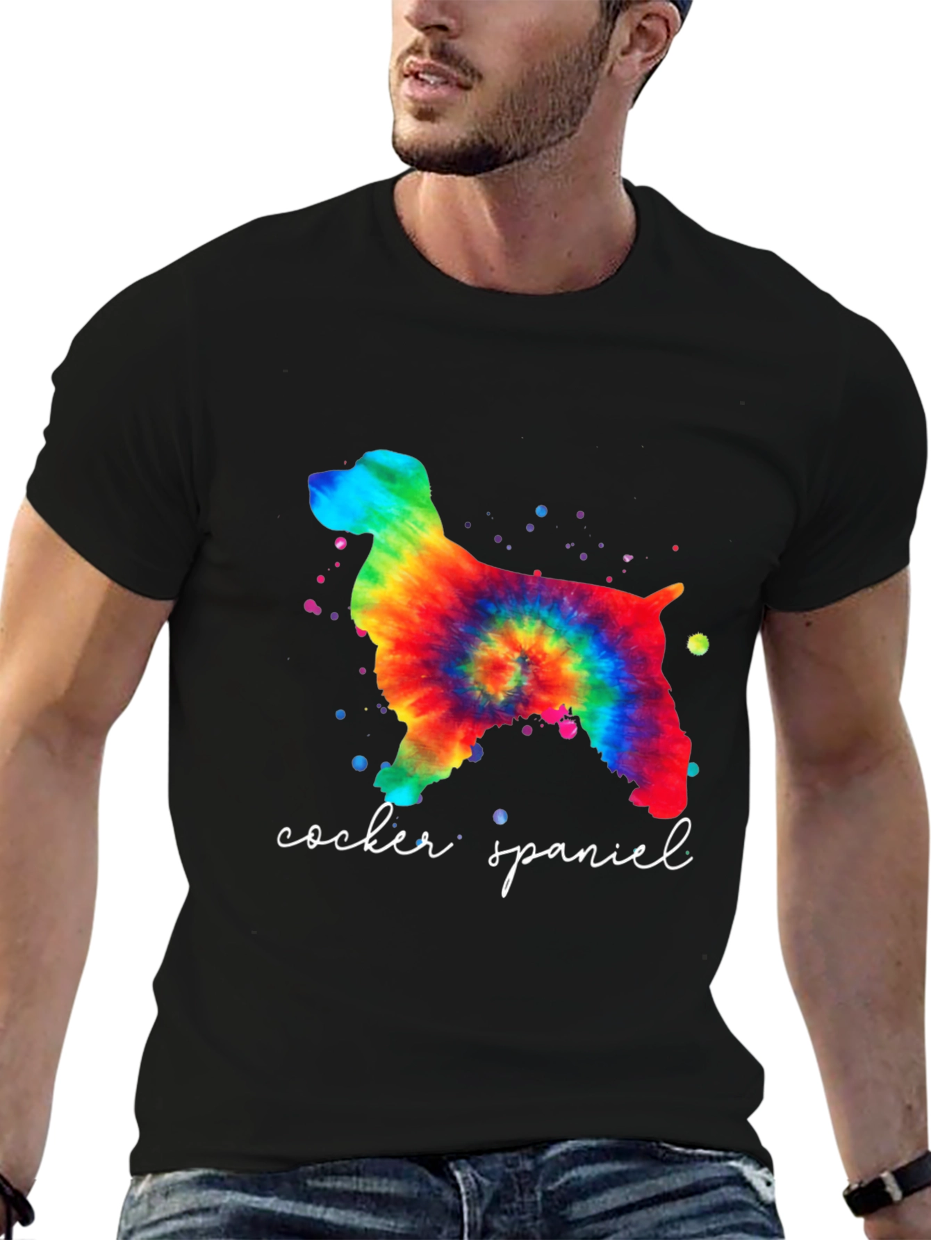 Tie-Dye Cocker Spaniel T-Shirt - Unisex Black Tee