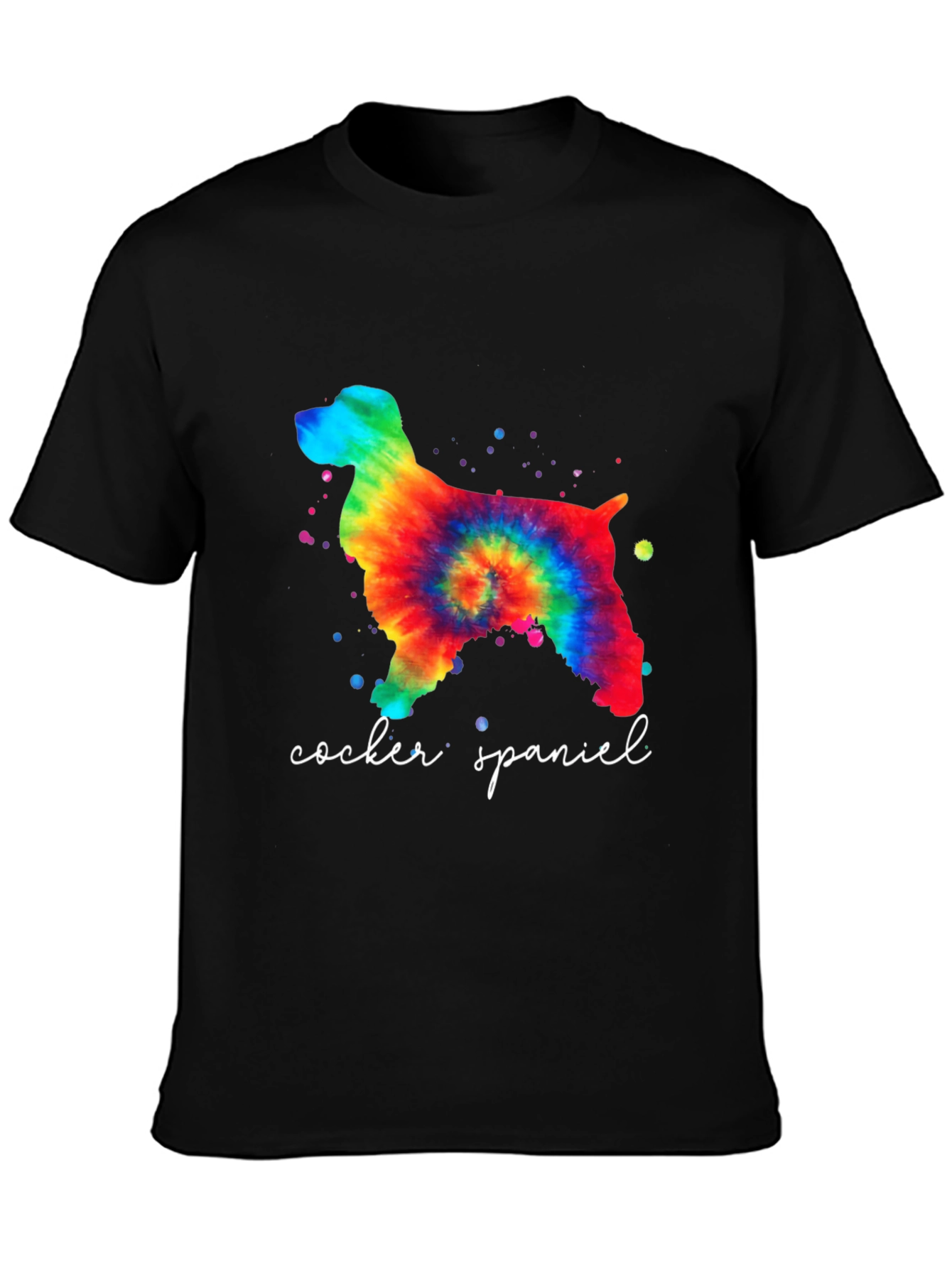 Tie-Dye Cocker Spaniel T-Shirt - Unisex Black Tee