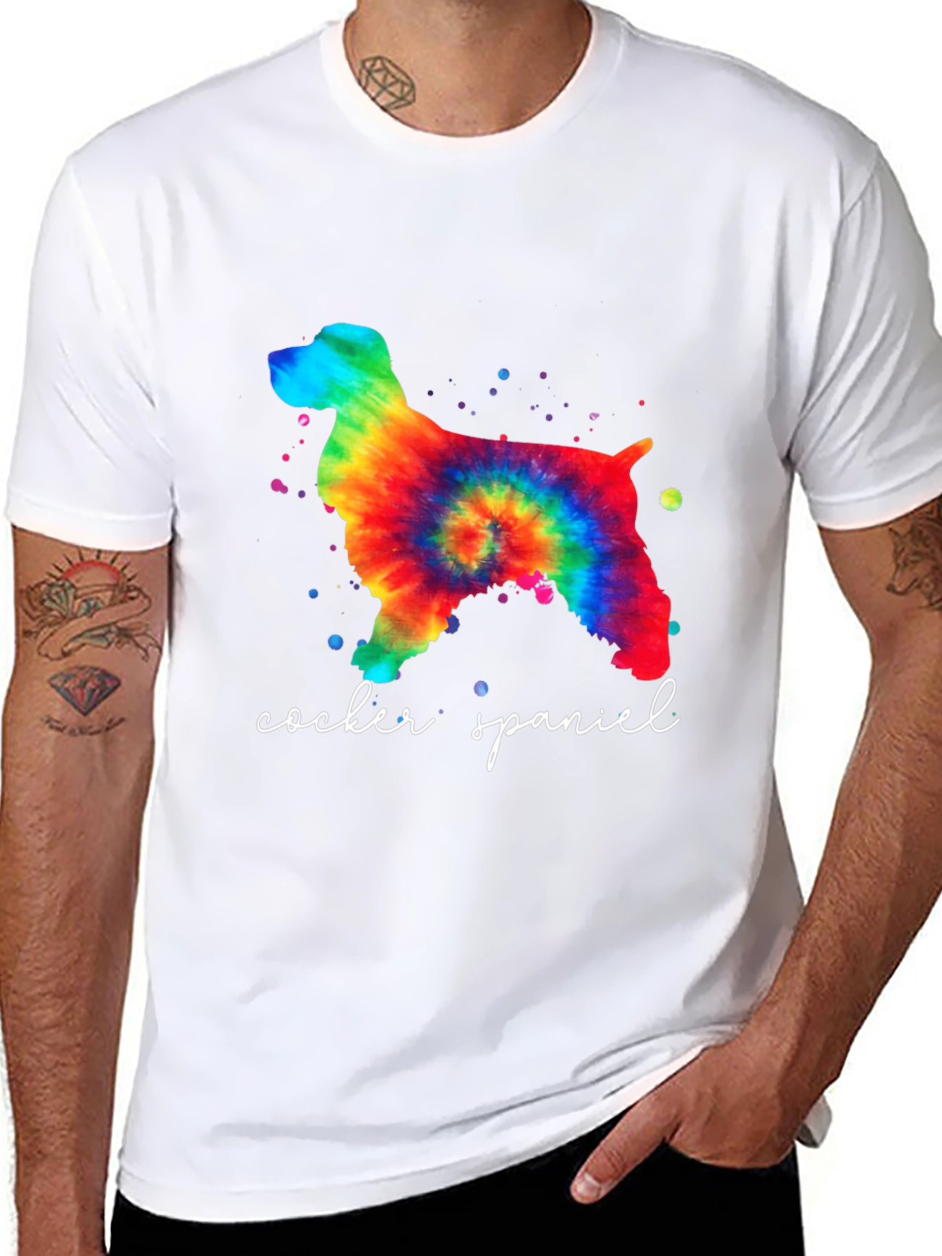 Tie-Dye Cocker Spaniel T-Shirt - Unisex Black Tee