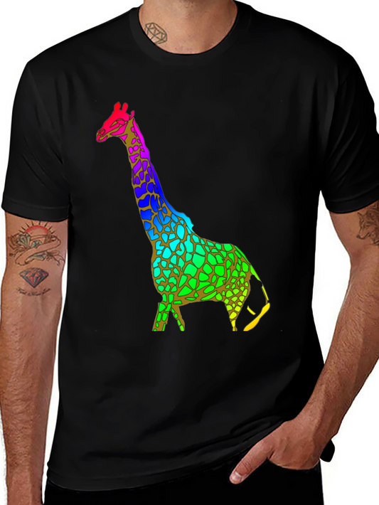 Rainbow Giraffe Graphic T-Shirt - Unique Colorful Design