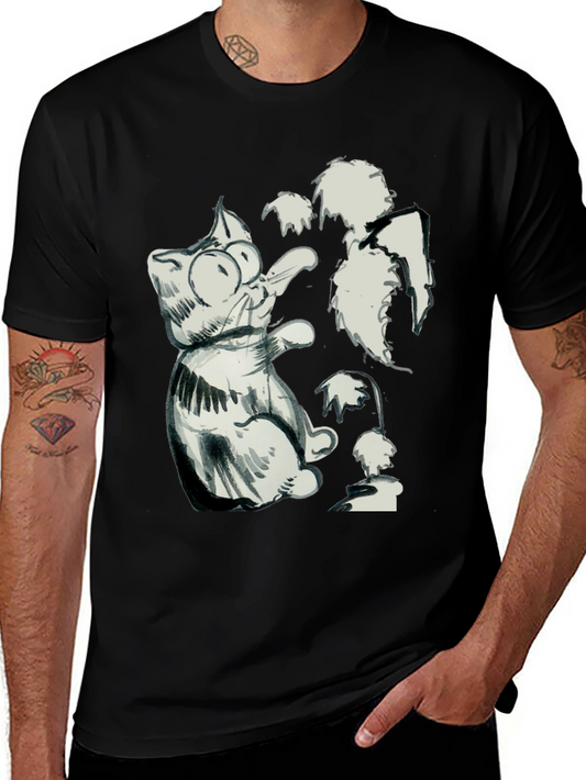 Cat Sketch Black T-Shirt - Unique Graphic Tee