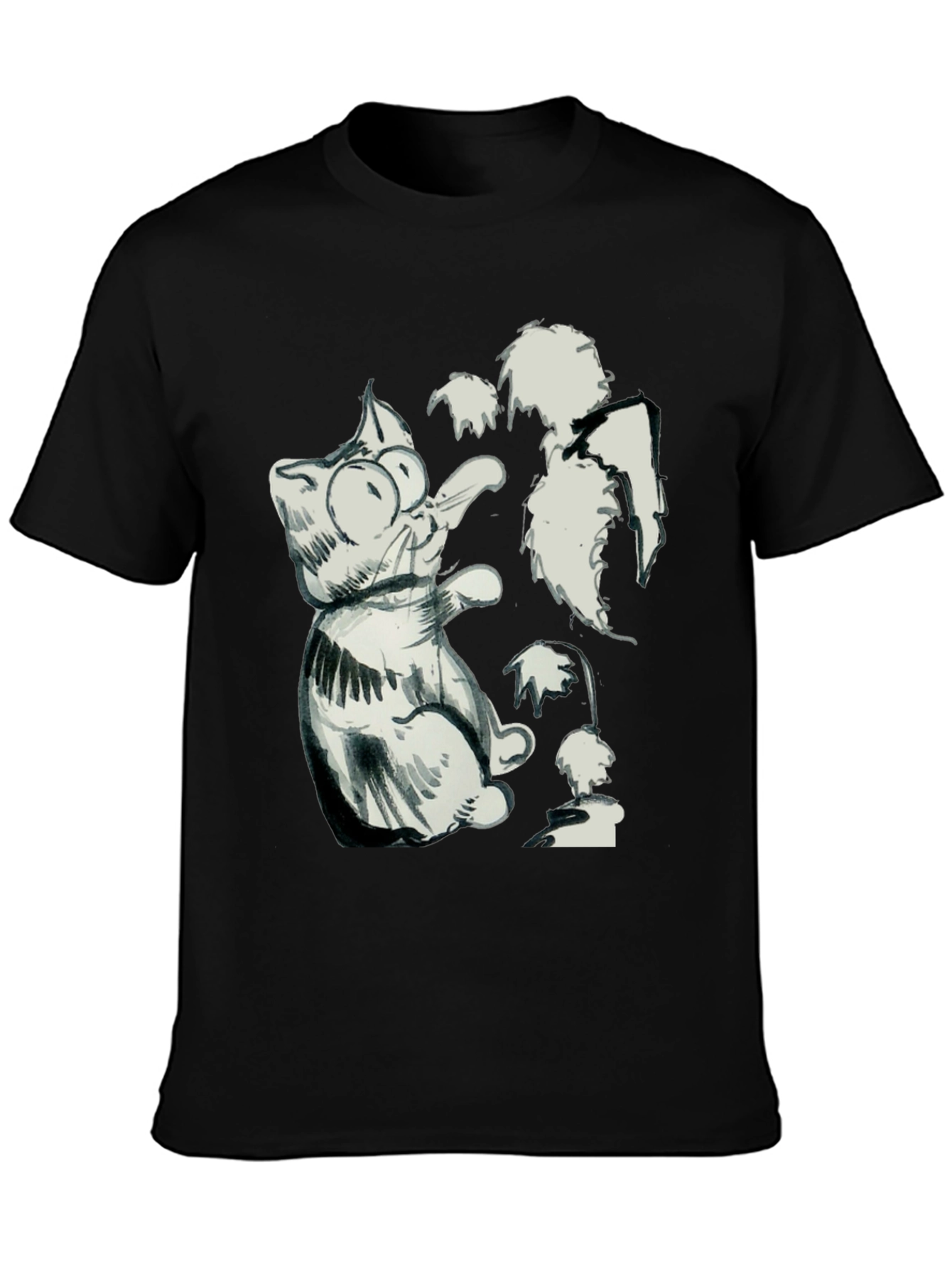 Cat Sketch Black T-Shirt - Unique Graphic Tee