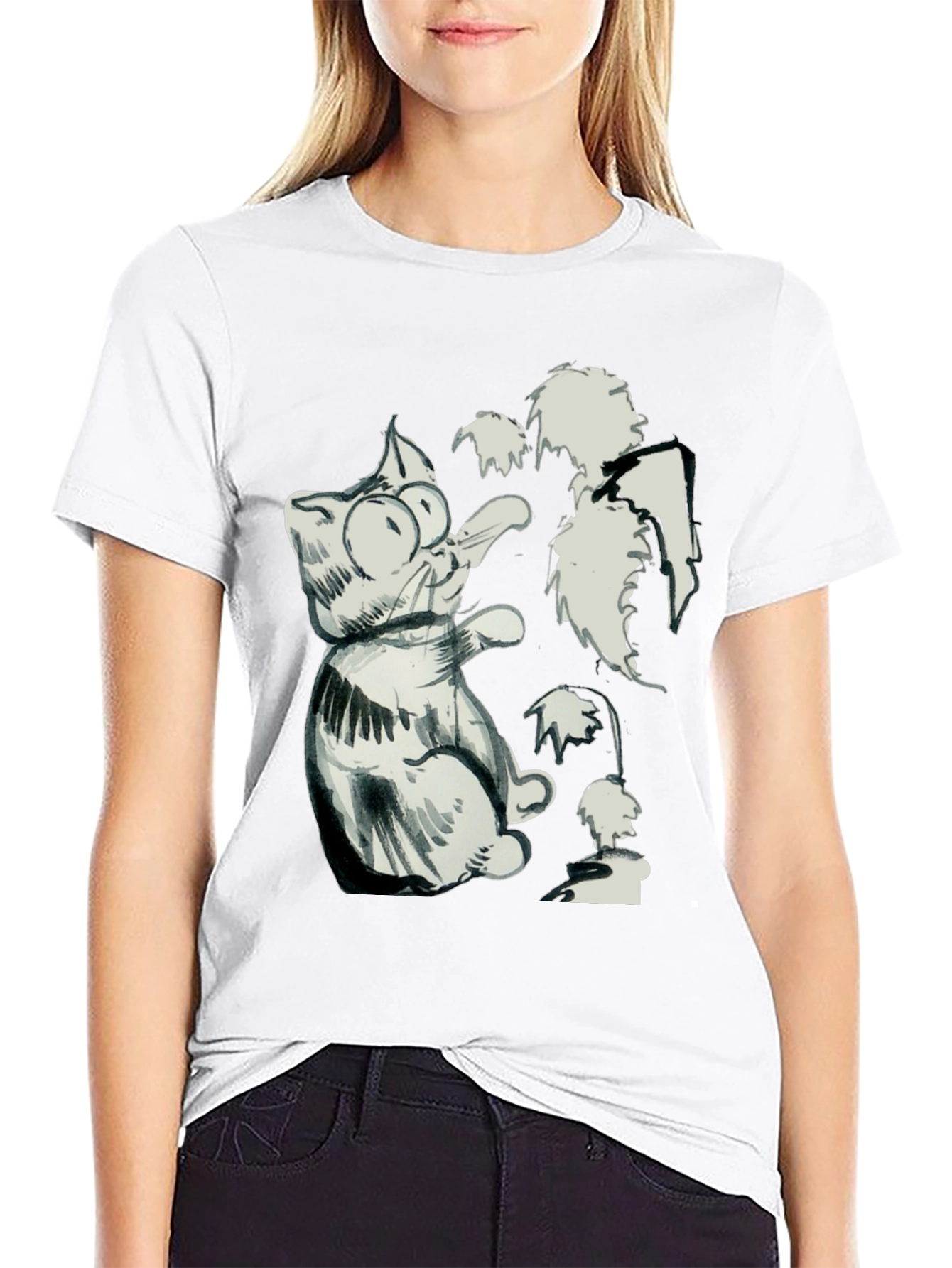 Cat Sketch Black T-Shirt - Unique Graphic Tee