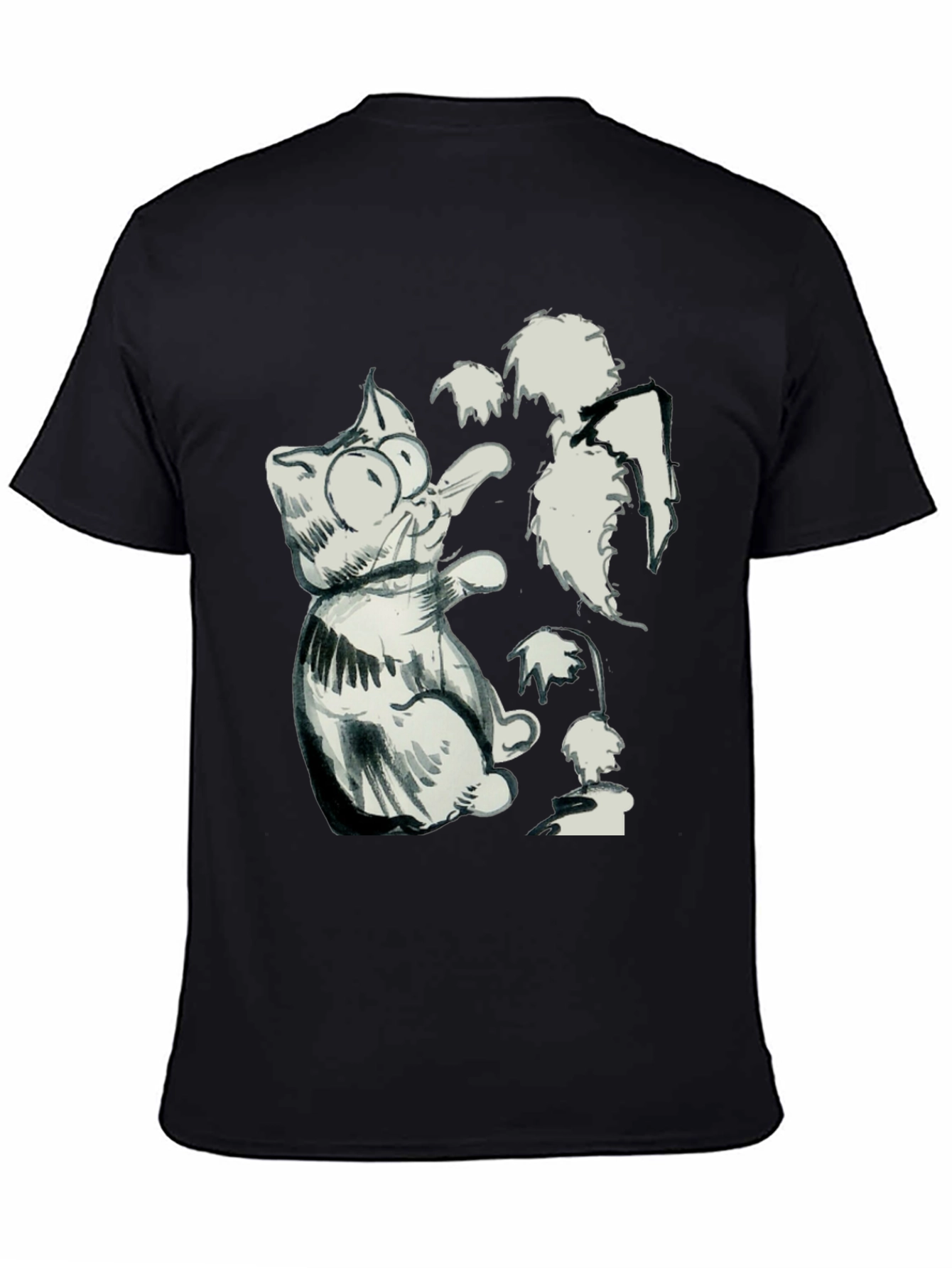Cat Sketch Black T-Shirt - Unique Graphic Tee