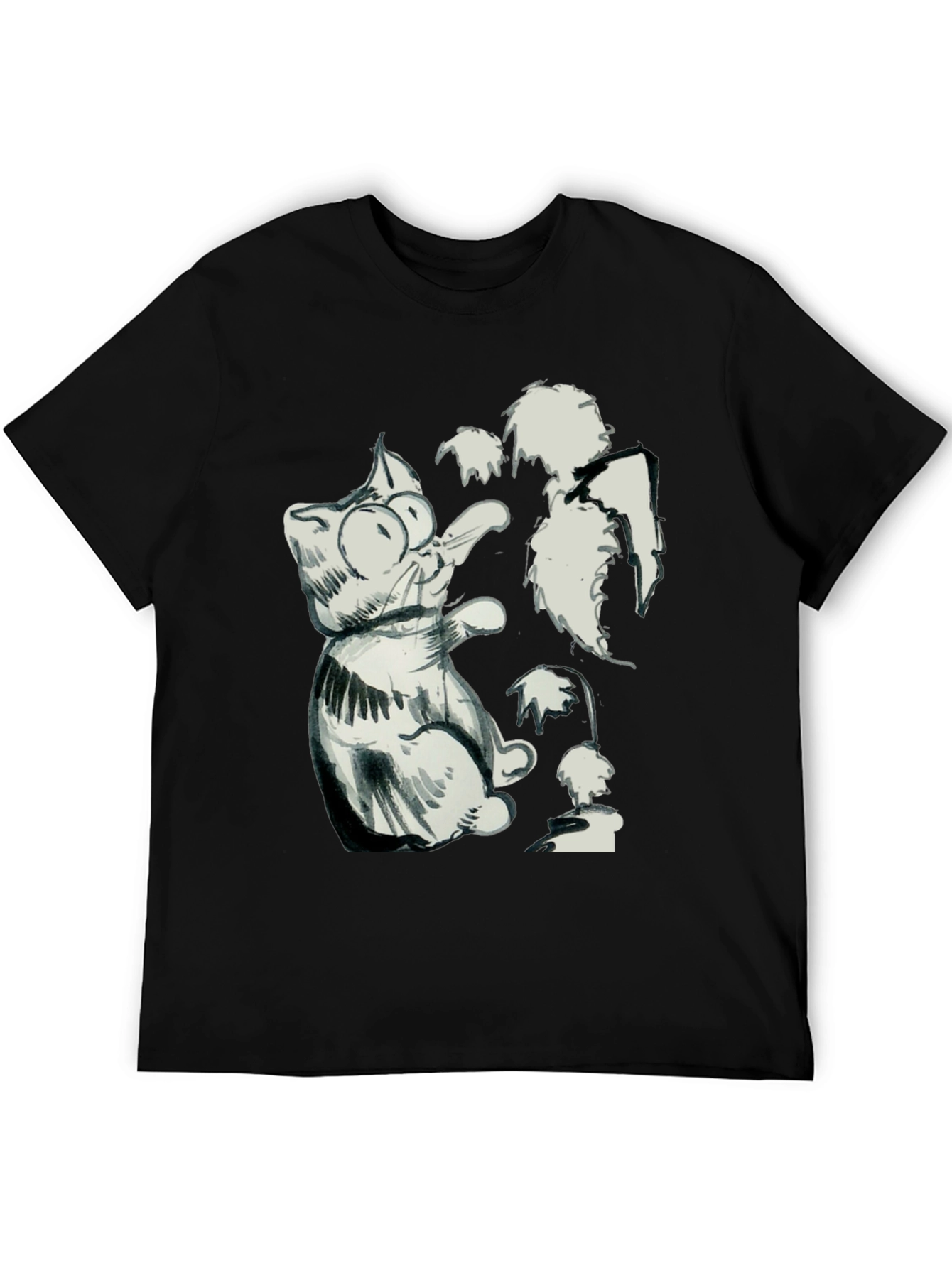 Cat Sketch Black T-Shirt - Unique Graphic Tee