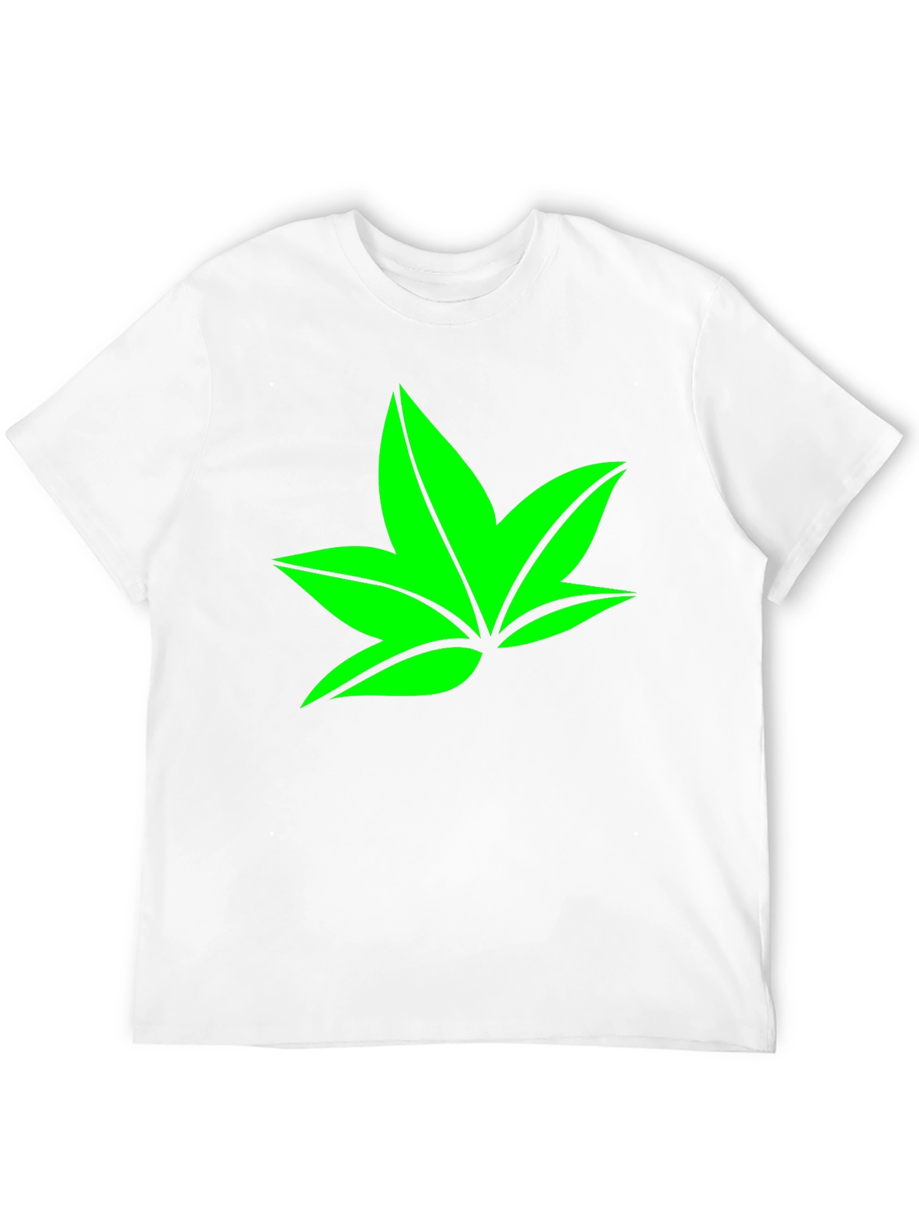 Green Leaf Graphic Black T-Shirt