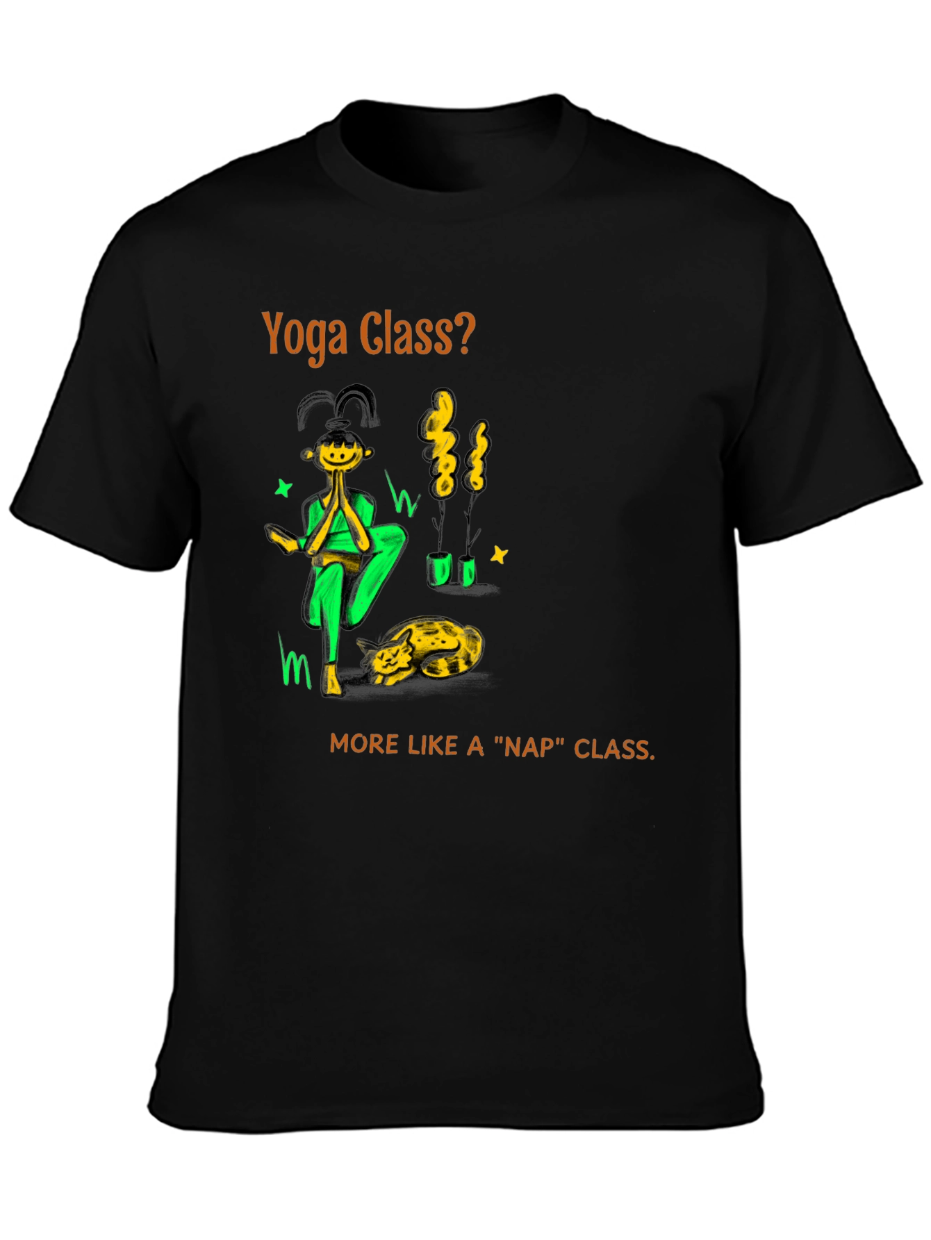 Yoga Nap Class Black Cotton T-Shirt
